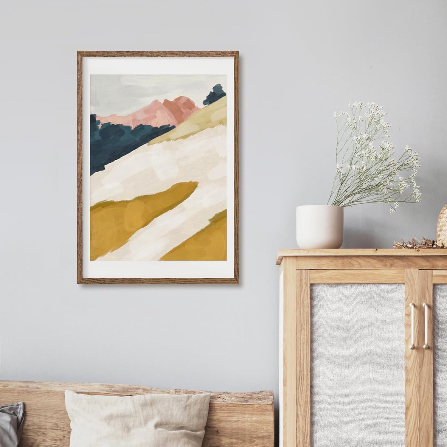 Axeman 18x24 Poster Frame with Mat for 16x20, Solid Oak Wood Picture Frame with Tempered Glass, Wooden 18''x24'' Minimalist Photo Frame with Free Wall Hooks for Art Photo and Prints, Walnut - Image 5