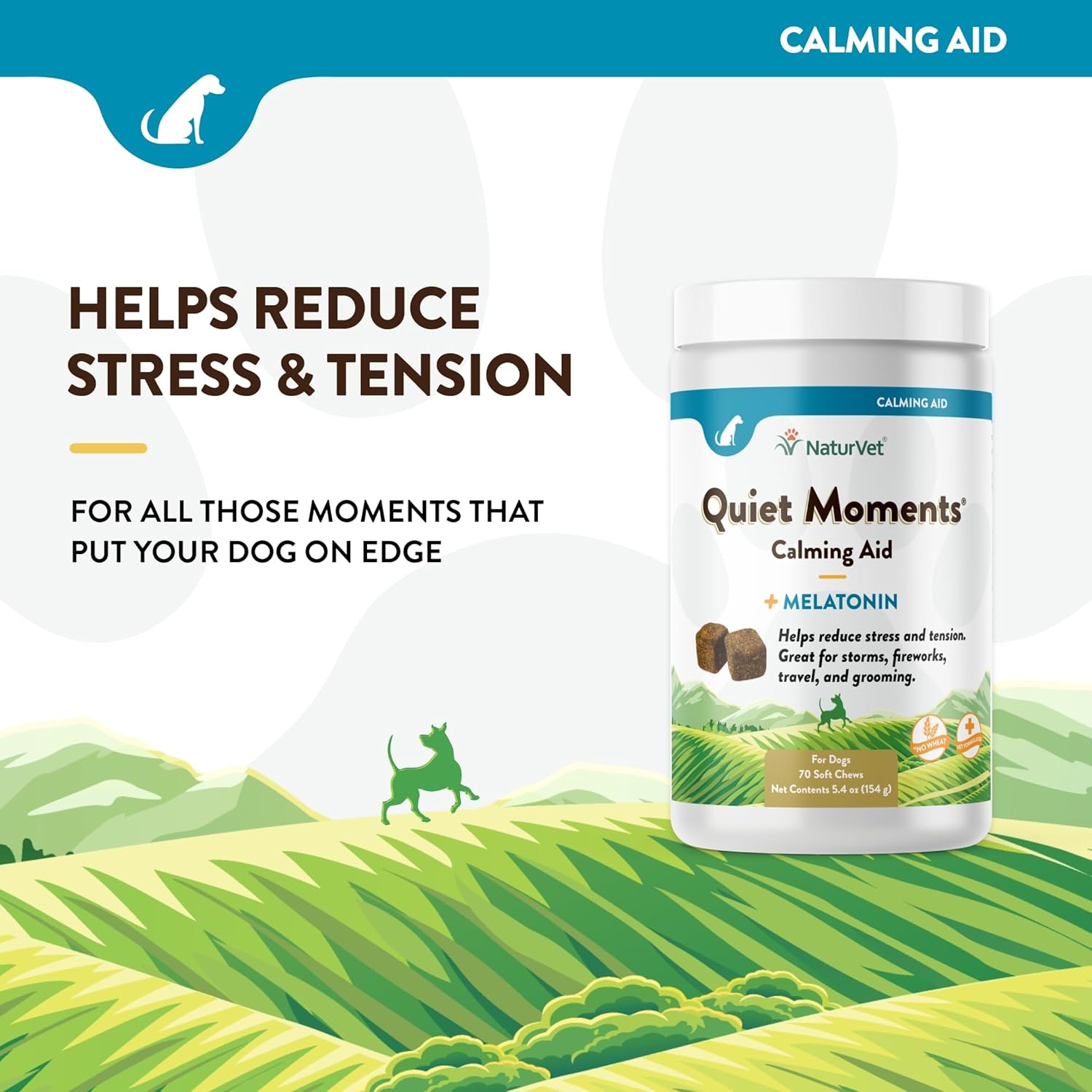 NaturVet Quiet Moments Calming Aid Dog Supplement – Helps Promote Relaxation, Reduce Stress, Storm Anxiety, Fireworks, Motion Sickness for Dogs – Tasty Pet Soft Chews with Melatonin – 70 Ct. - Image 4