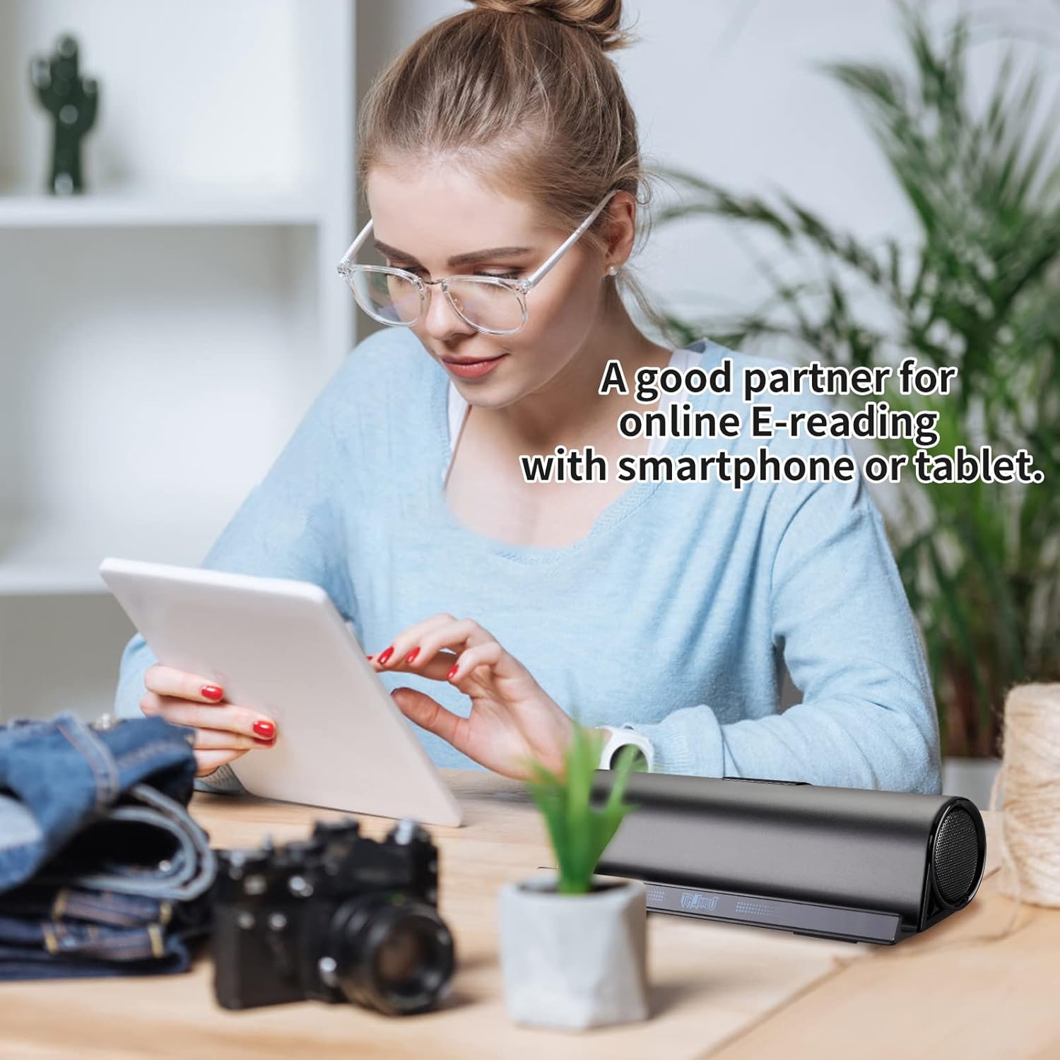 Wireless Bluetooth Speakers, Portable Phone Tablet Stand Holder Speaker, Dual Drivers Stereo Dock Speaker for iPad, Phone, Outdoor, Travel, Home Party (Black) - Image 7