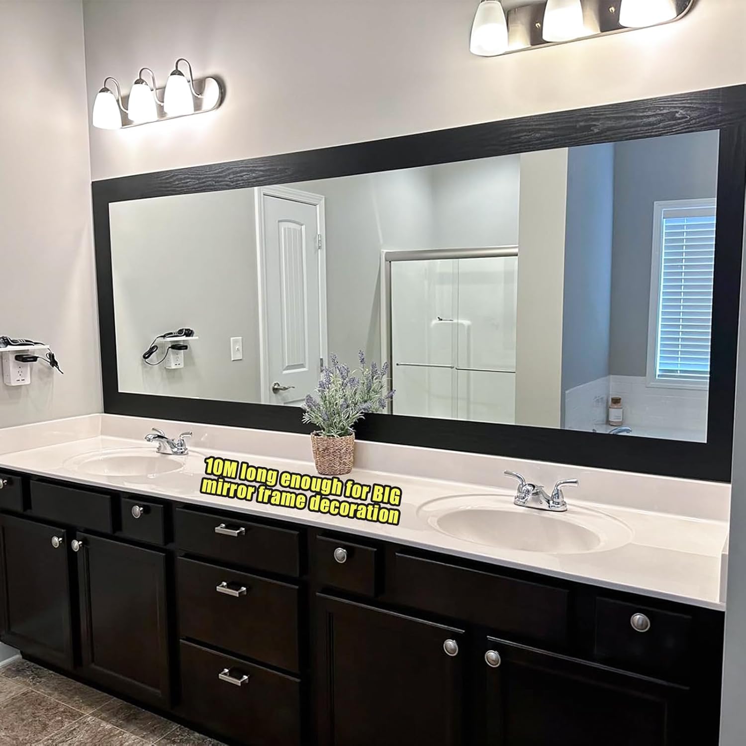 10M Black Wood Grain Removable PVC Waterproof Border Wall Decor Removable Self Adhesive Kitchen Bathroom Tiles Sticker Wallpaper 4.2x390 - Image 7