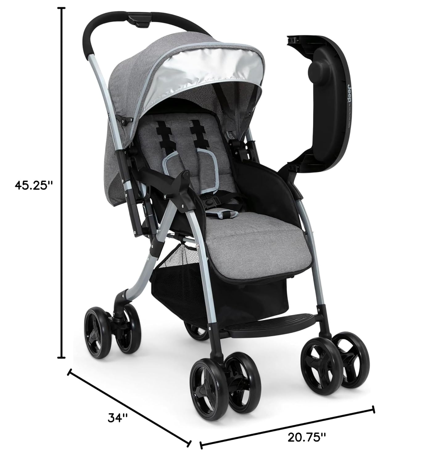 Jeep Unlimited Reversible Handle Stroller, Grey Tweed - Image 17