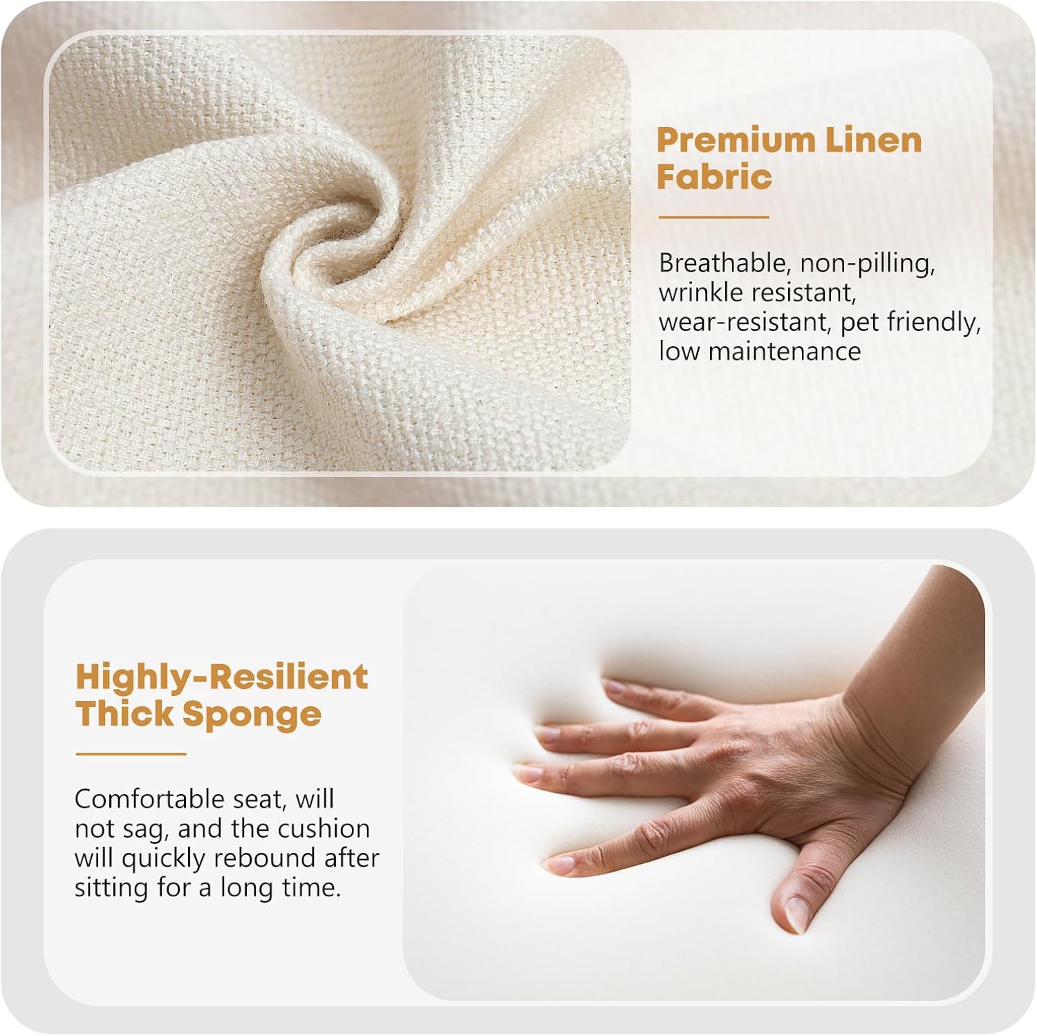 ELUCHANG Mid-Century Modern Chair,Accent Chair with Lumbar Pillow,Upholstered Armchair,Linen Fabric Comfy Reading Chair, Lounge Side Chair for Living Room Bedroom Apartment,Easy Assembly - Image 6