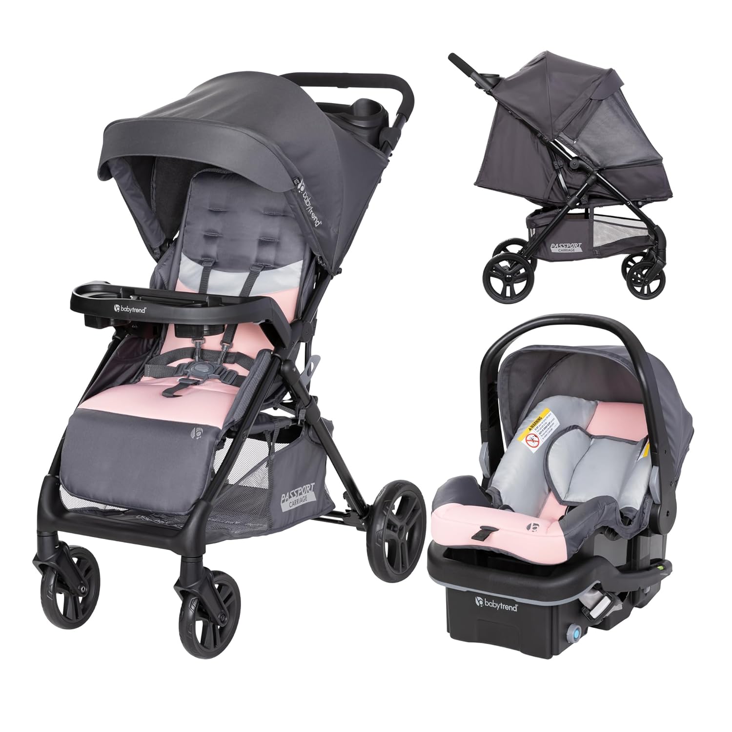Baby Trend Passport® Carriage Stroller Travel System with EZ-Lift™ Infant Car Seat, Dash Pink - Image 2
