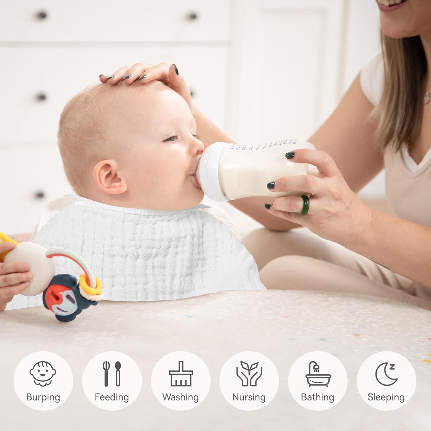 Synrroe Muslin Burp Cloths 4 Pack Large 20" by 10" 100% Cotton 6 Layers Extra Absorbent and Soft - Image 6