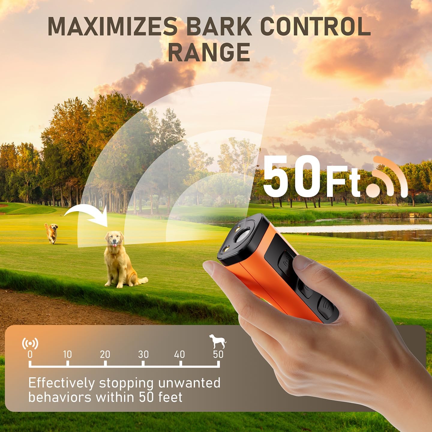 2 Pack Dog Bark Deterrent Devices, Rechargeable Anti-Barking Device for Dogs, 50ft Long-Range Ultrasonic, Correct Your Dog's Bad Behavior at the Push of a Button,Suitable for Small, Medium, Large Dogs - Image 3