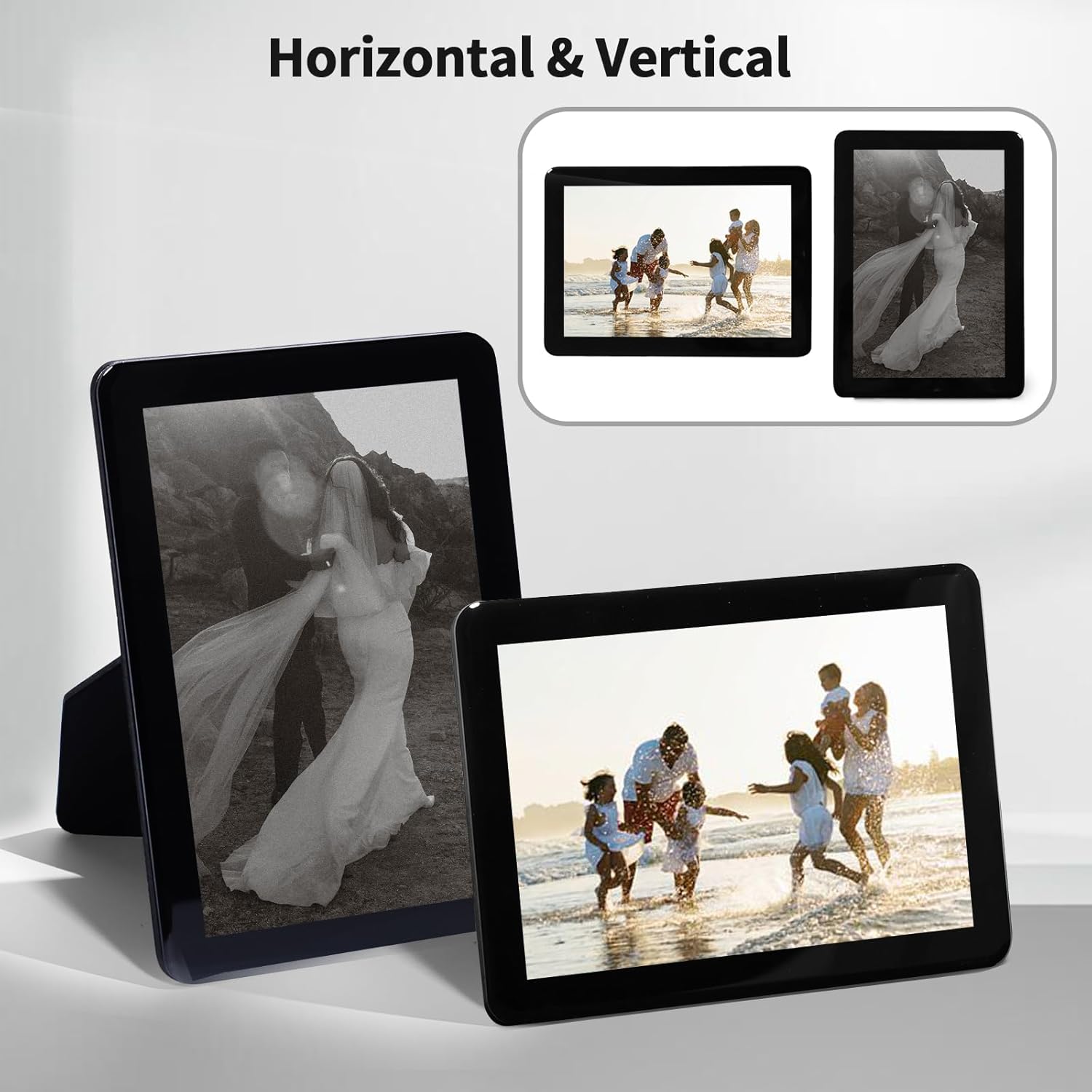 IZIDDO 4x6 Picture Frame Black Real Glass Picture Frames Minimalist Decor Photo Frame with Wall Mount or Tabletop Standing - Image 3