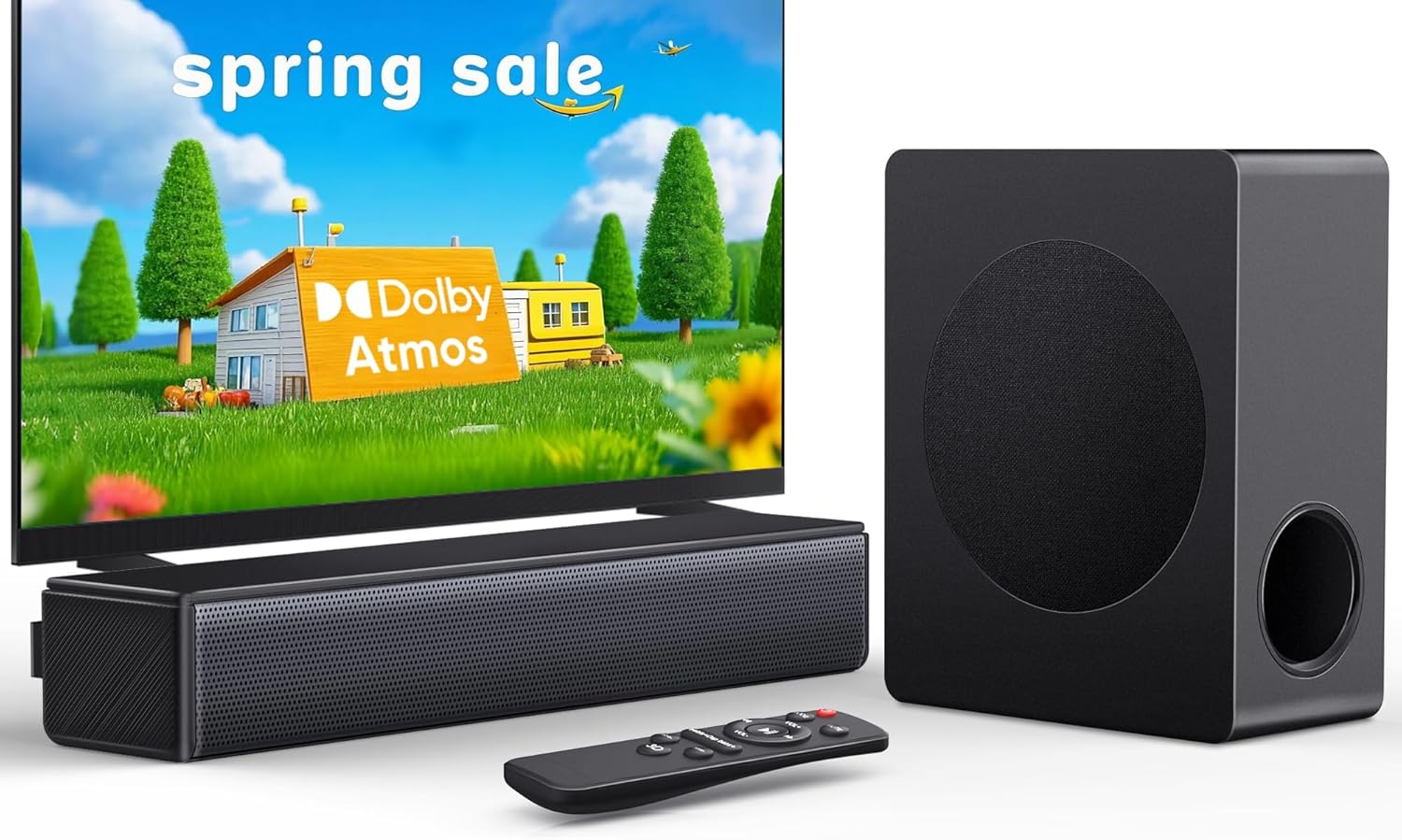 Sound bar with subwoofer, 200W 2.1 ch soundbar w/Dolby Atmos Surround Sound System, 3D Bass Adjustable Home Theater Bluetooth TV Speaker for Smart TV/Projector/PC - Image 2