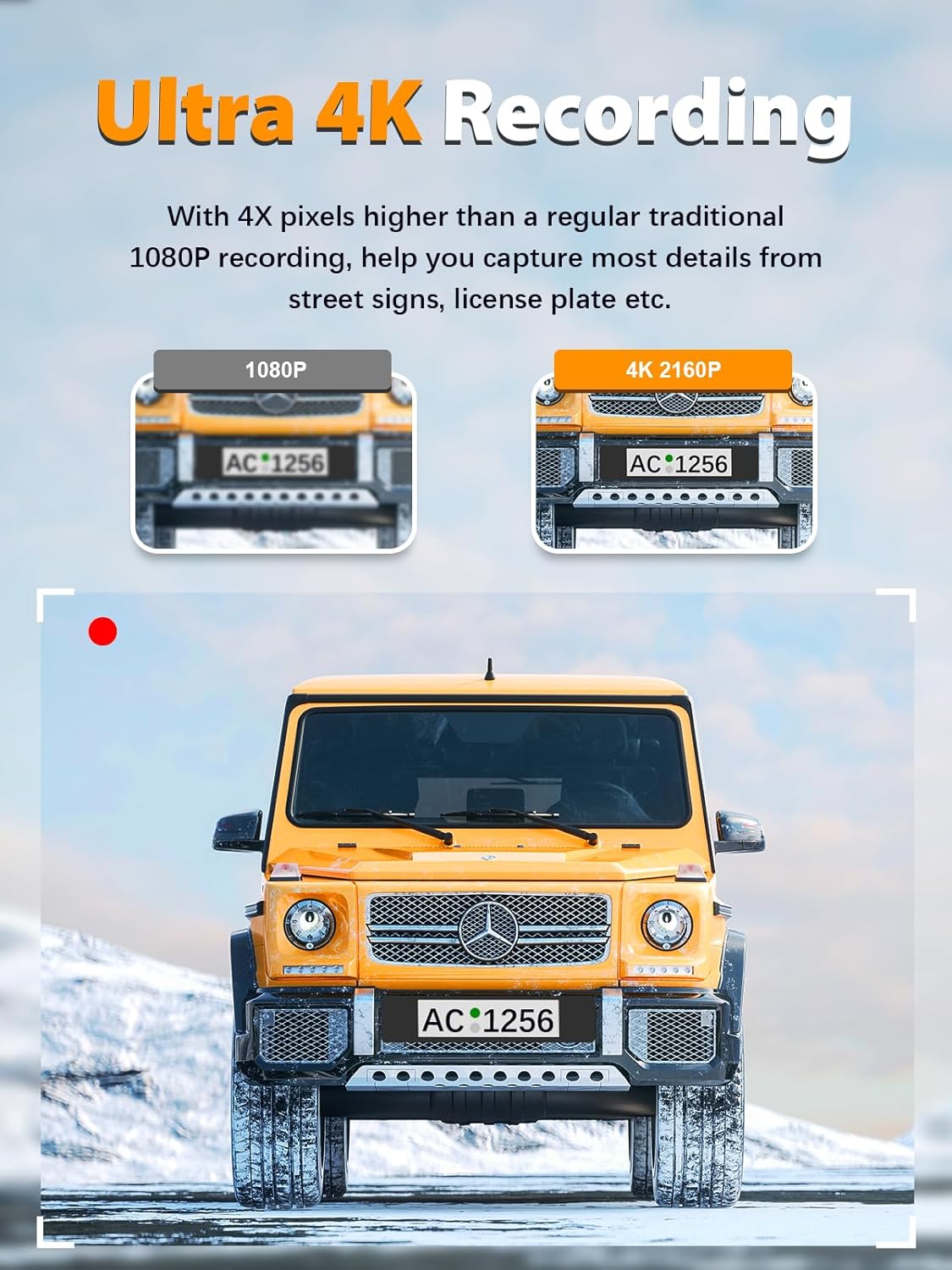 Dash Cam Front and Rear 4K+1080P, Free 64GB Card, Built-in WiFi, Dash Camera for Cars, Car Camera, Dual Dashcams for Cars with Night Vision, 24 Hours Parking Monitor, Loop Recording - Image 4