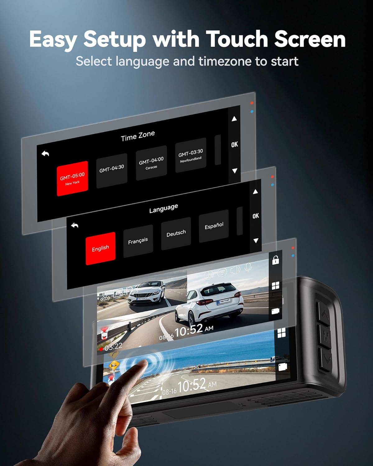 REDTIGER 4K Dash Cam Front and Rear, STARVIS 2 Sensor, Touch Screen 3.18", 128GB Card Included, Voice Control, 5.8GHz WiFi Car Dash Camera, GPS, Night Vision, Emergency Lock, Parking Mode (F7N Touch) - Image 4