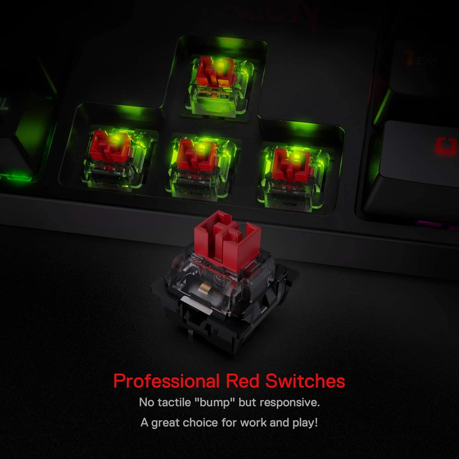 Redragon K582 RGB Mechanical Gaming Keyboard, 100% 104 Keys Standard Layout Gaming Keyboard with Double-Shot ABS Keycaps, Dynamic 16.8M RGB Backlit & Linear Red Switch, Redefine Software Supported - Image 6