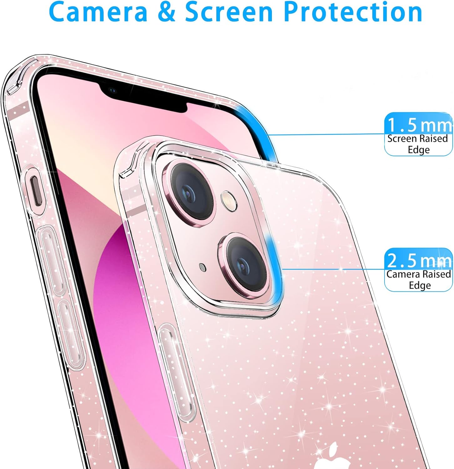 Compatible with iPhone 13 Case, Clear Glitter Soft TPU Shockproof Protective Bumper Cover, Sparkle Bling Sparkly Cute Slim Women Girls Phone Case for iPhone 13, 6.1inch - Image 6