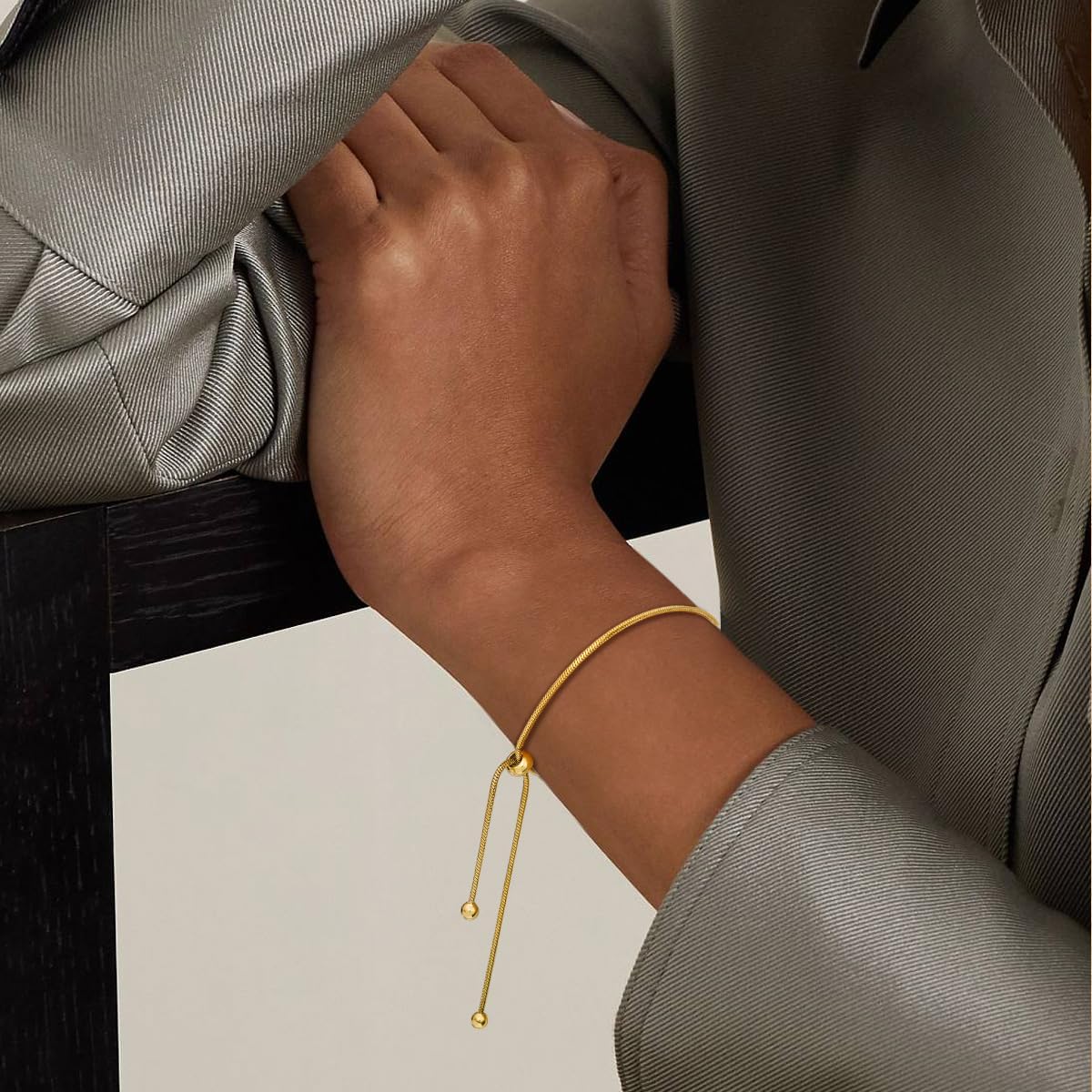 Yowivon Gold Plated Bracelets for Women Trendy Dainty Adjustable Bolo Bracelets Tennis Beaded Bracelet Tarnish Free Gold Plated Fashion Jewelry Gifts for Her - Image 4