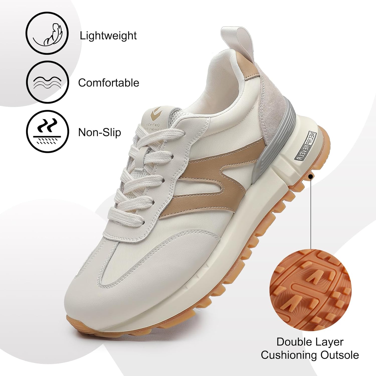 somiliss Sneakers for Women Genuine Leather Suede Patchwork Casual Lace Up Non-Slip Walking Shoes Comfortable Tennis Running Shoes Womens Fashion Sneakers - Image 4