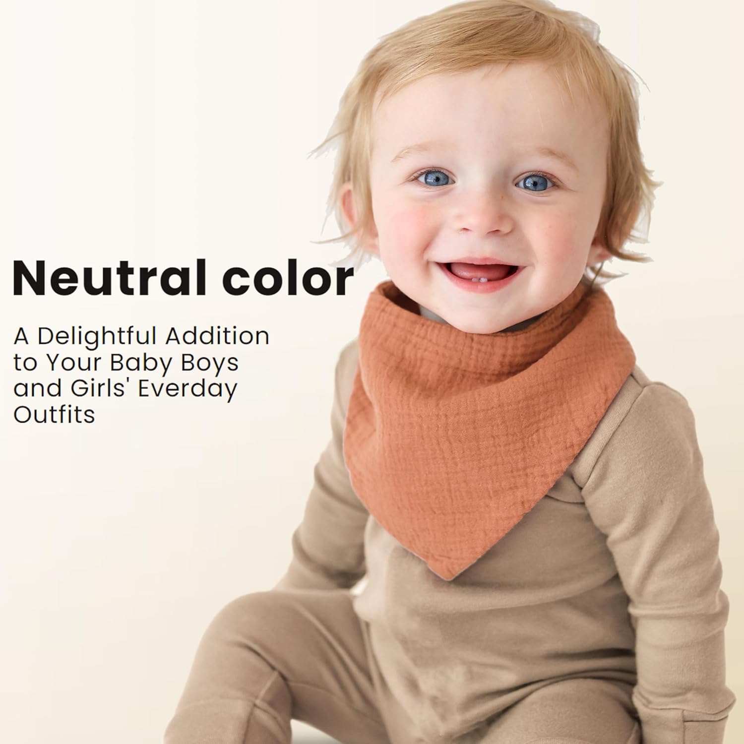 Konssy Muslin Baby Bibs 10 Pack Baby Bandana Drool Bibs 100% Cotton for Unisex Boys Girls,10 Solid Colors Set for Teething Drooling - Image 3