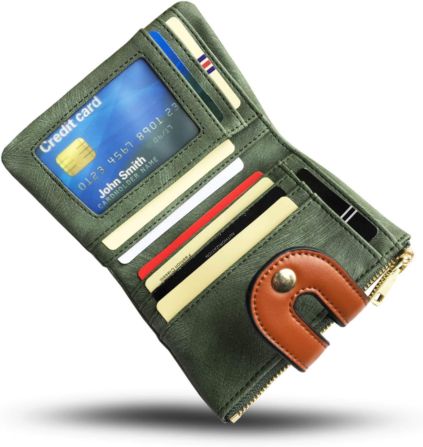 YOTOO TOPKULL Womens Wallets Bifold Leather Small Wallets for Women Mini Rfid Thin Billfolds Ladies Wallets Slim Compact with Zipper Coin Pocket (green) - Image 3