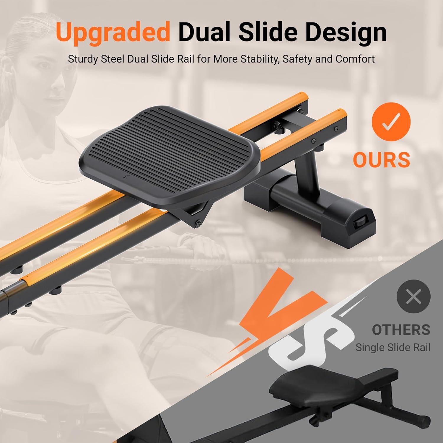 Dripex Rowing Machines for Home Use, Rowing Machine Max 350 LBS, Magnetic Rower with 16 Levels of Workout Resistance, Dual Slide Rail, Bluetooth App Supported, LCD Monitor,Row Machine for Gym Exercise - Image 4