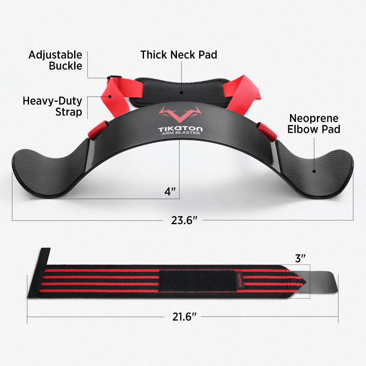 Tikaton Arm Blaster with Wrist Wraps for Biceps & Triceps, Adjustable Bicep Curl Support Isolator for Big Arms Bodybuilding & Weightlifting, Thick Aluminum Biceps Workout Equipment - Image 3