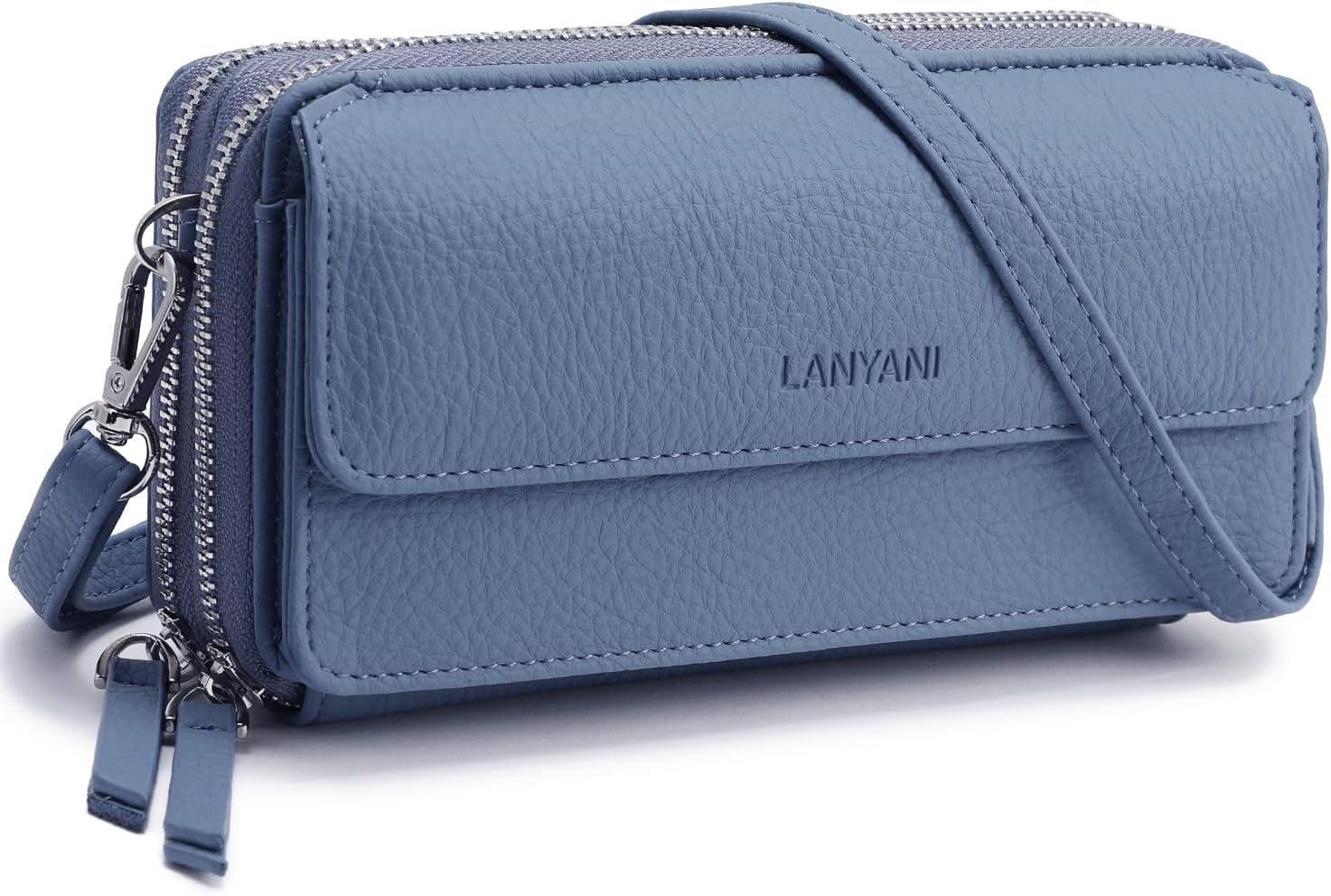 Lanyani RFID Crossbody Wallet Wristlet Purse with Phone Pocket For Women Vegan Leather - Image 2