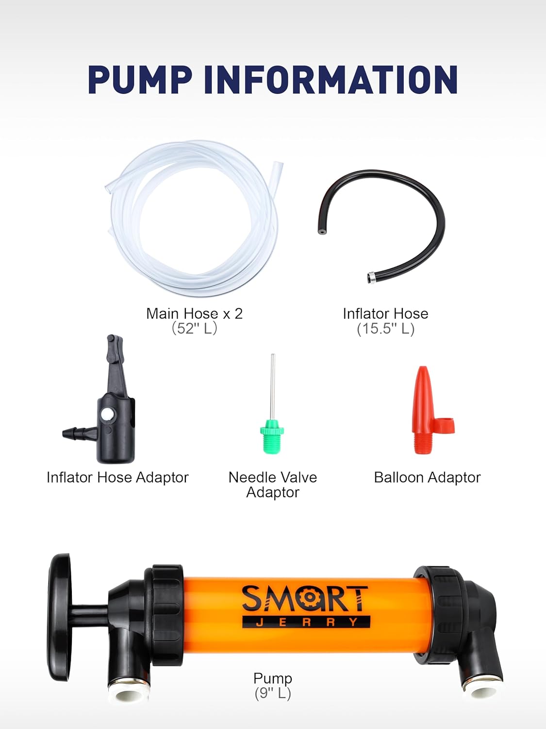 SMART JERRY - Siphon Pump for Gasoline, Fluid Transfer Pump Automotive, RV Antifreeze Pump Kit, Oil Transfer Pump, Hand Pump Siphon, Manual Fuel Transfer Pump, Transmission Fluid Pump, Lawn Mower Pump - Image 3