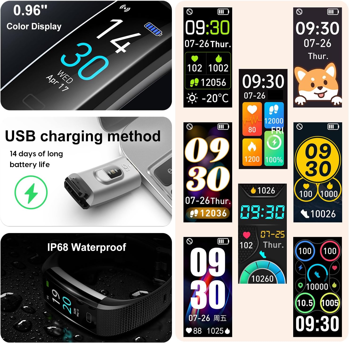 ENGERWALL Fitness Tracker with Step Counter/Calories/Stopwatch, Activity Tracker with Heart Rate Monitor, IP68, Health Tracker with Sleep Tracker, Smartwatch, Pedometer Watch for Women Men Kids - Image 7