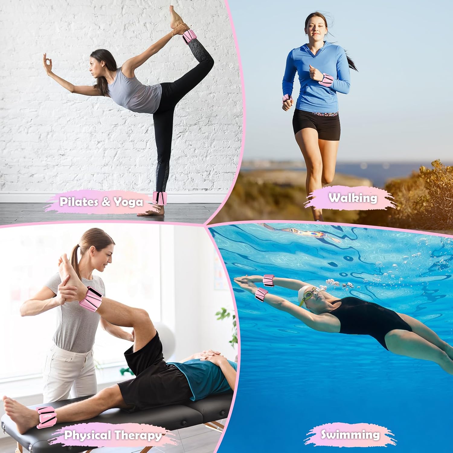 Wrist Ankle Weights for Women Set of 2, Adjustable Silicone Weighted Bangles, Wearable Ultra-durable Strips Weight Bracelet 2 lbs/4 lbs for Yoga, Pilates, Barre, Walking, Arm & Leg Workout - Image 8