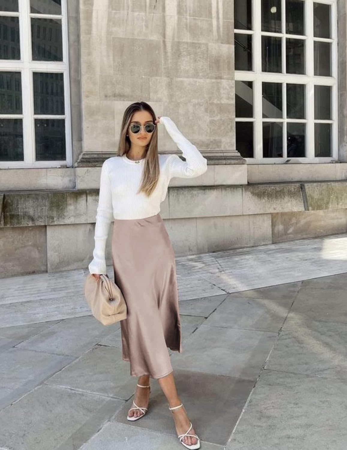 Zeagoo Skirts for Women Jacquard High Waist Skirt Black Elegant Midi Skirt Satin - Image 3