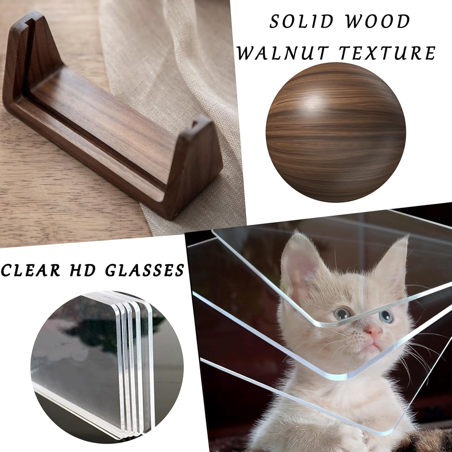 5X7 Walnut Wooden Picture Frame,Brown Photo Frame with Double Side Acrylic Glass Cover, 2pcs Horizontal Vertical Photos for Table Top Desktop Display, Valentine's Day Gift - Image 4