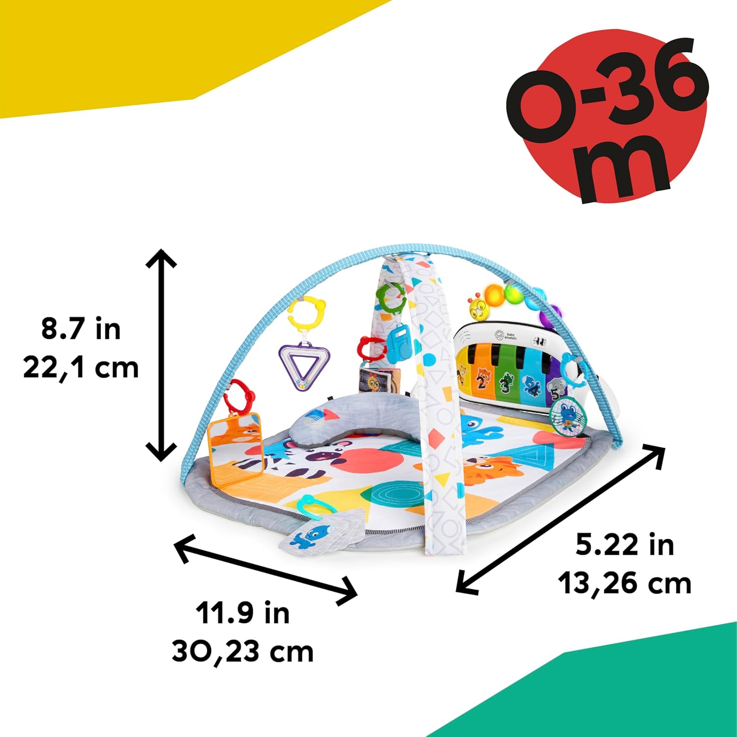 Baby Einstein 4-in-1 Kickin' Tunes Music and Language Play Gym and Piano Tummy Time Activity Mat - Image 8