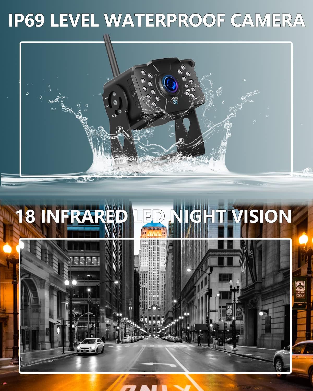 FHD 1080P 2 Digital RV Wireless Backup Camera System for RV Trailer Truck Bus Motorhomes 5th Wheels 4CH 7'' Monitor Highway Monitoring System IP69K Waterproof Super Night Vision Strong Signal - Image 6