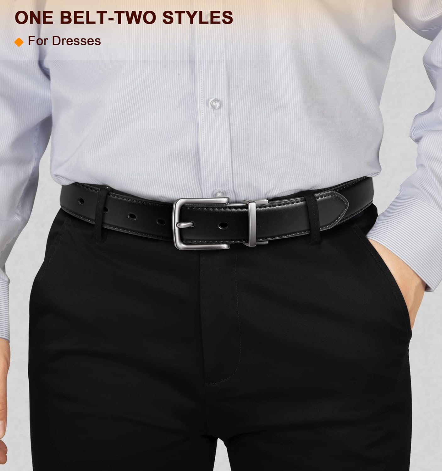 BULLIANT Men's Belt,Reversible Belt 1.25" For Gift Mens Casual Golf Dress pants shirts,One Reverse For 2 Sides - Image 6