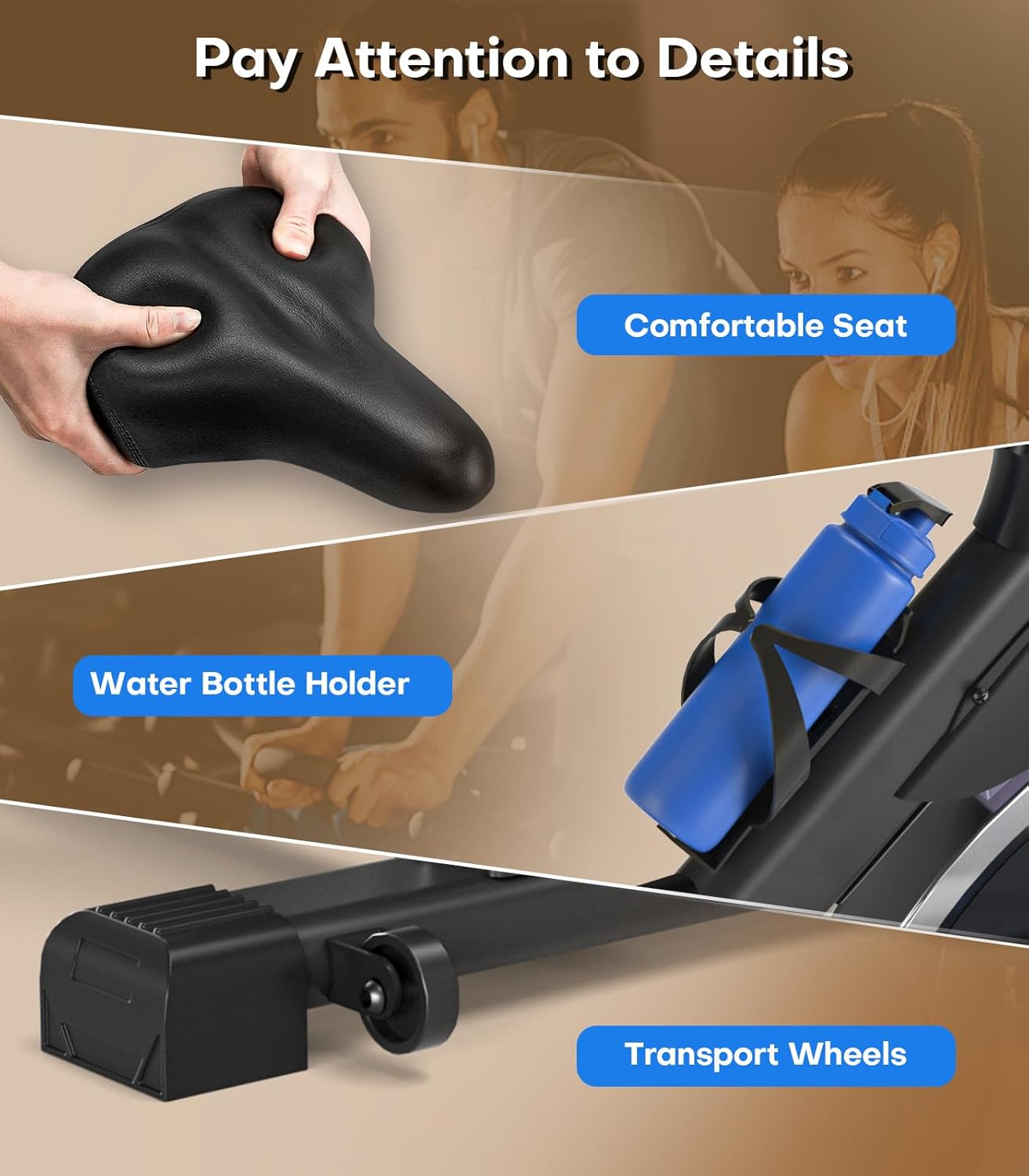 Exercise Bike, DMASUN Classic Brake Pad Stationary Bike for Home with 300 LBS Capacity, Indoor Bike with Comfortable Seat Cushion, Digital Display with Pulse - Image 8