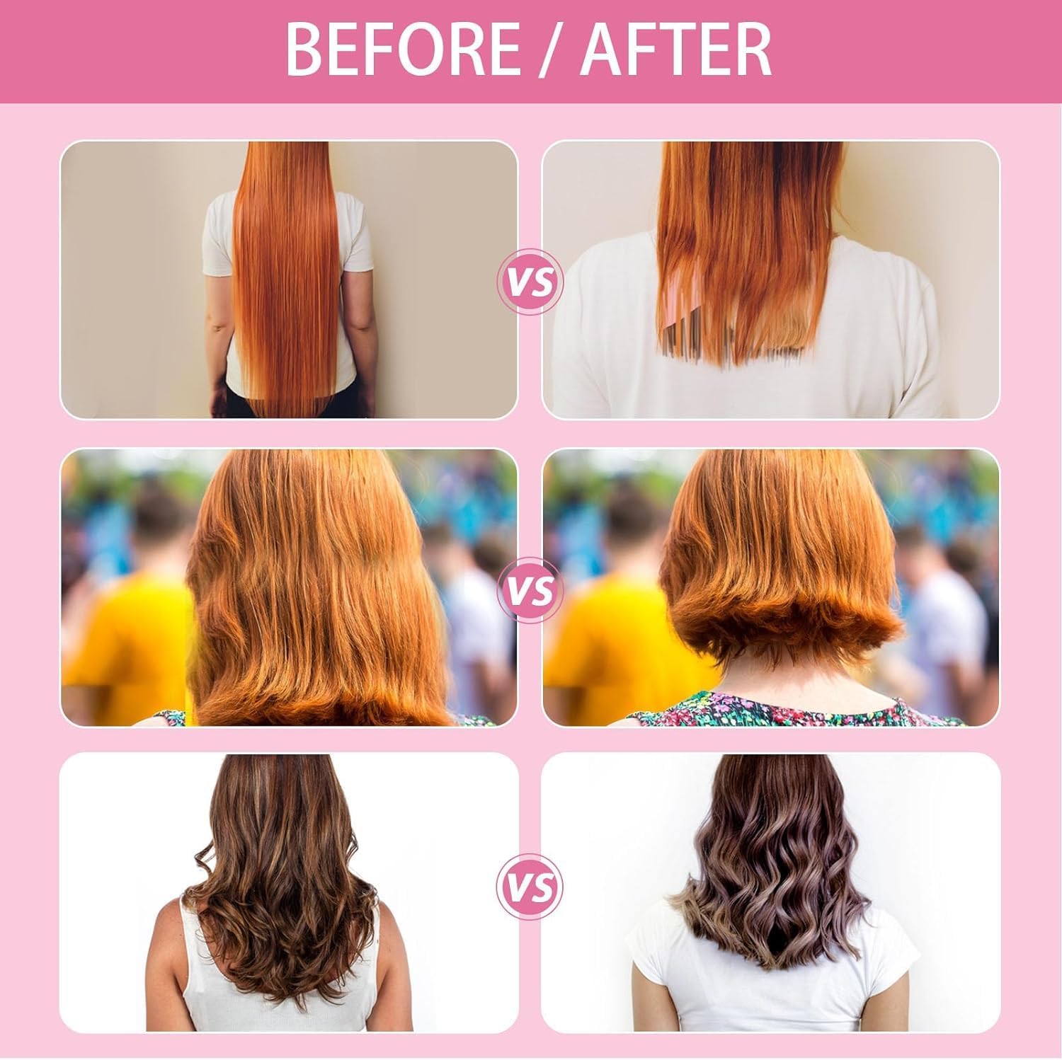 Professional Hair Cutting Kit for Women Gifts, Easy-to-Use Split Ends Hair Trimmer, DIY Home Hair Cutting Tools for Bangs, Layers, Bobs, Practical Hair Cutting Clip, Pink - Image 9