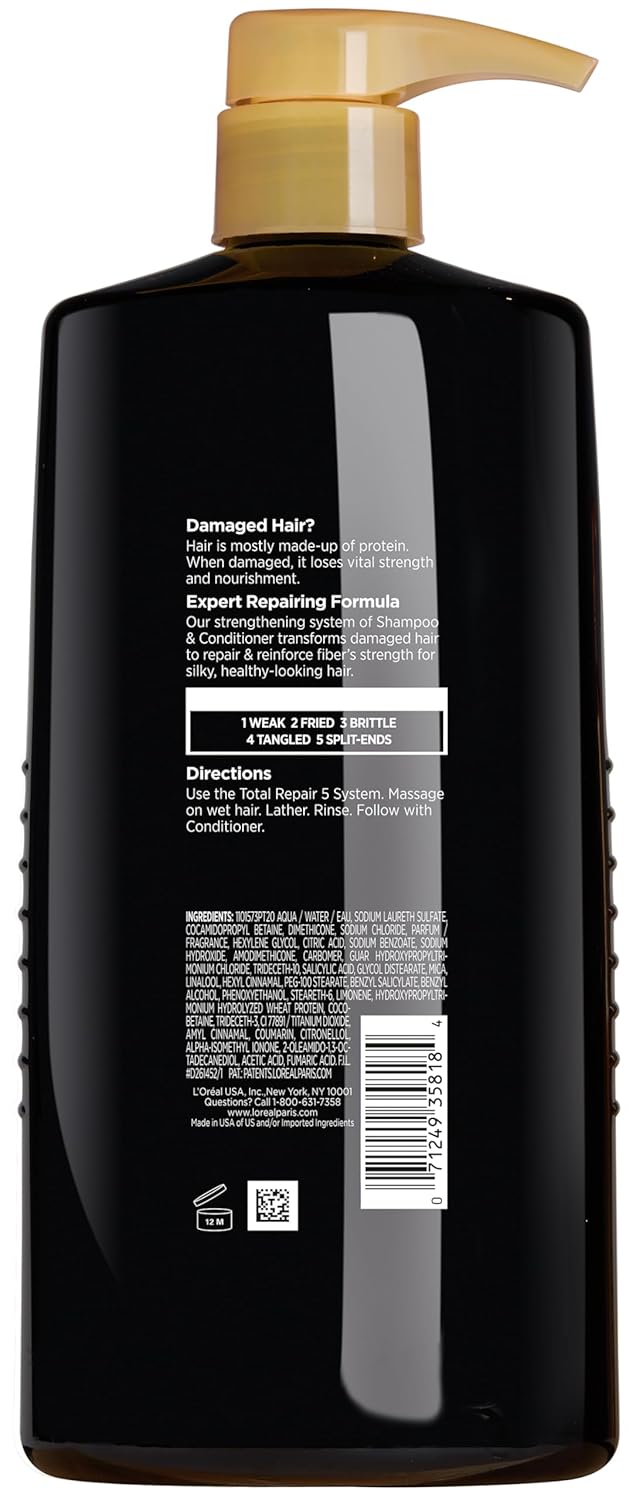 L'Oreal Paris Elvive Total Repair 5 Repairing Shampoo for Damaged Hair Shampoo with Protein and Ceramide for Strong Silky Shiny Healthy Renewed Hair 28 Fl Oz - Image 8
