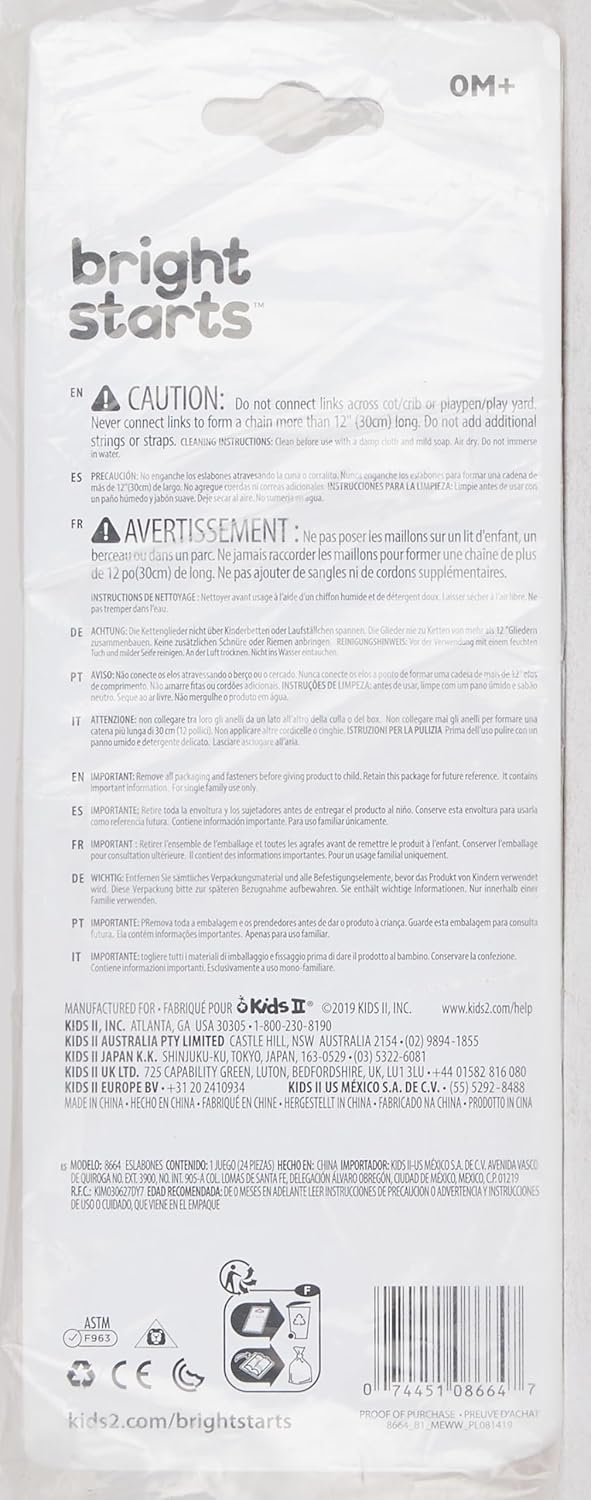 Bright Starts Lots of Links Rings Toys for Stroller or Carrier Seat, BPA-Free, Ages 0 Months Plus, Multicolor, 24 Count - Image 11