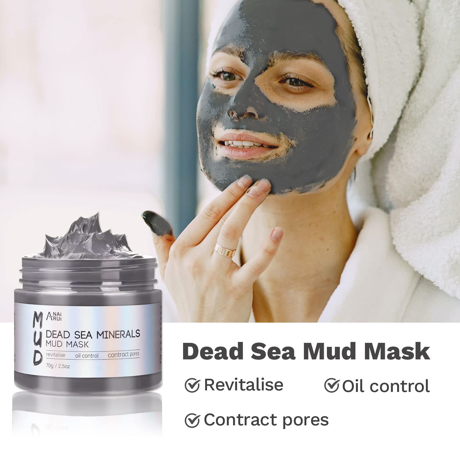 ANAI RUI Turmeric Clay Mask - Green Tea Clay Mask - Dead Sea Minerals Mud Mask, Spa Facial Mask Set, Face Mask Gift Set 2.5 oz each - Image 6