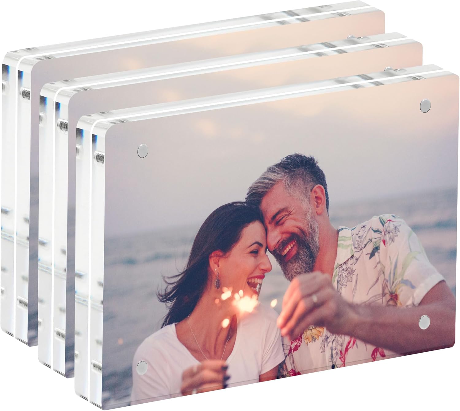 3 Pack Acrylic Picture Frames 57, Clear Magnetic Frames, Minimalist Free Standing Photo Display - Image 2