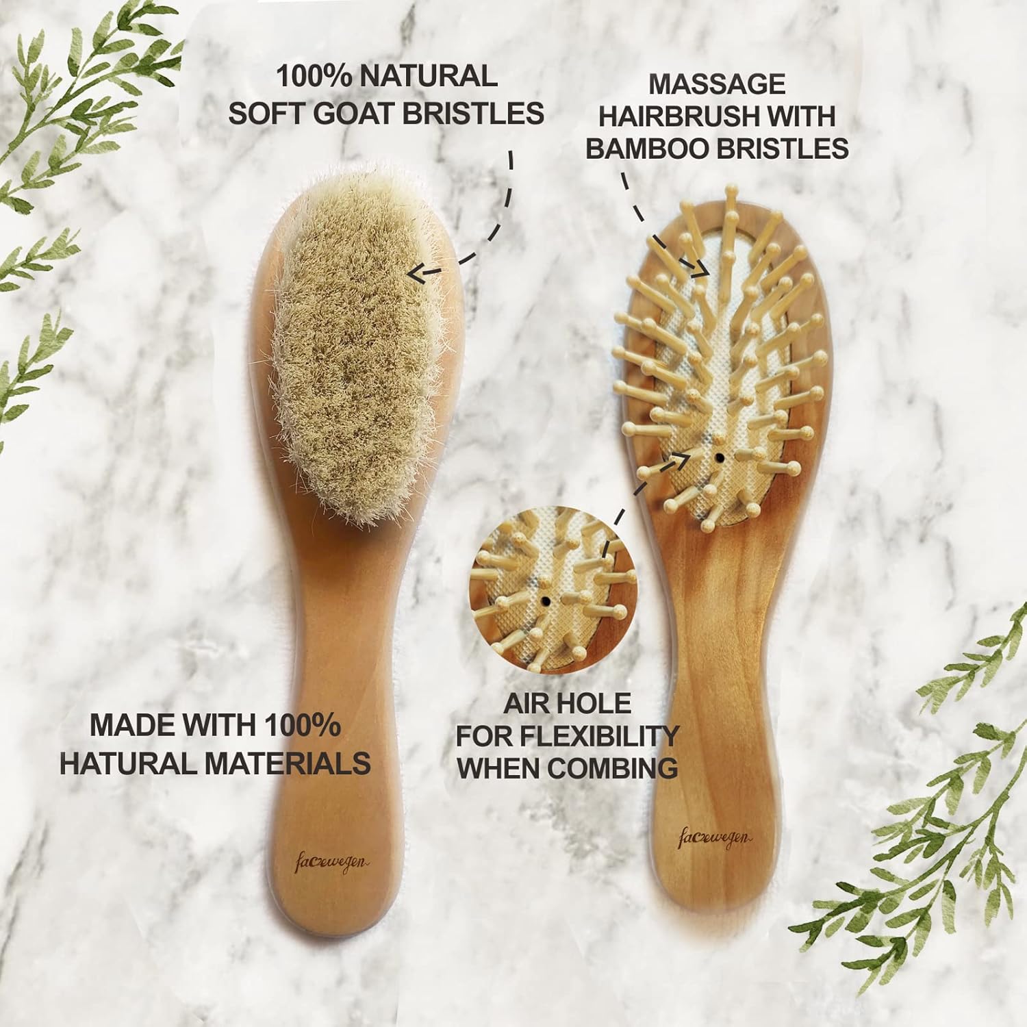 6-in-1 Baby Grooming Set, Natural Wooden Hairbrush and Comb, Nail Clippers,Nail Scissors, Nail File and Tweezers for Kids and Newborns in Nice Gift Box - Image 4