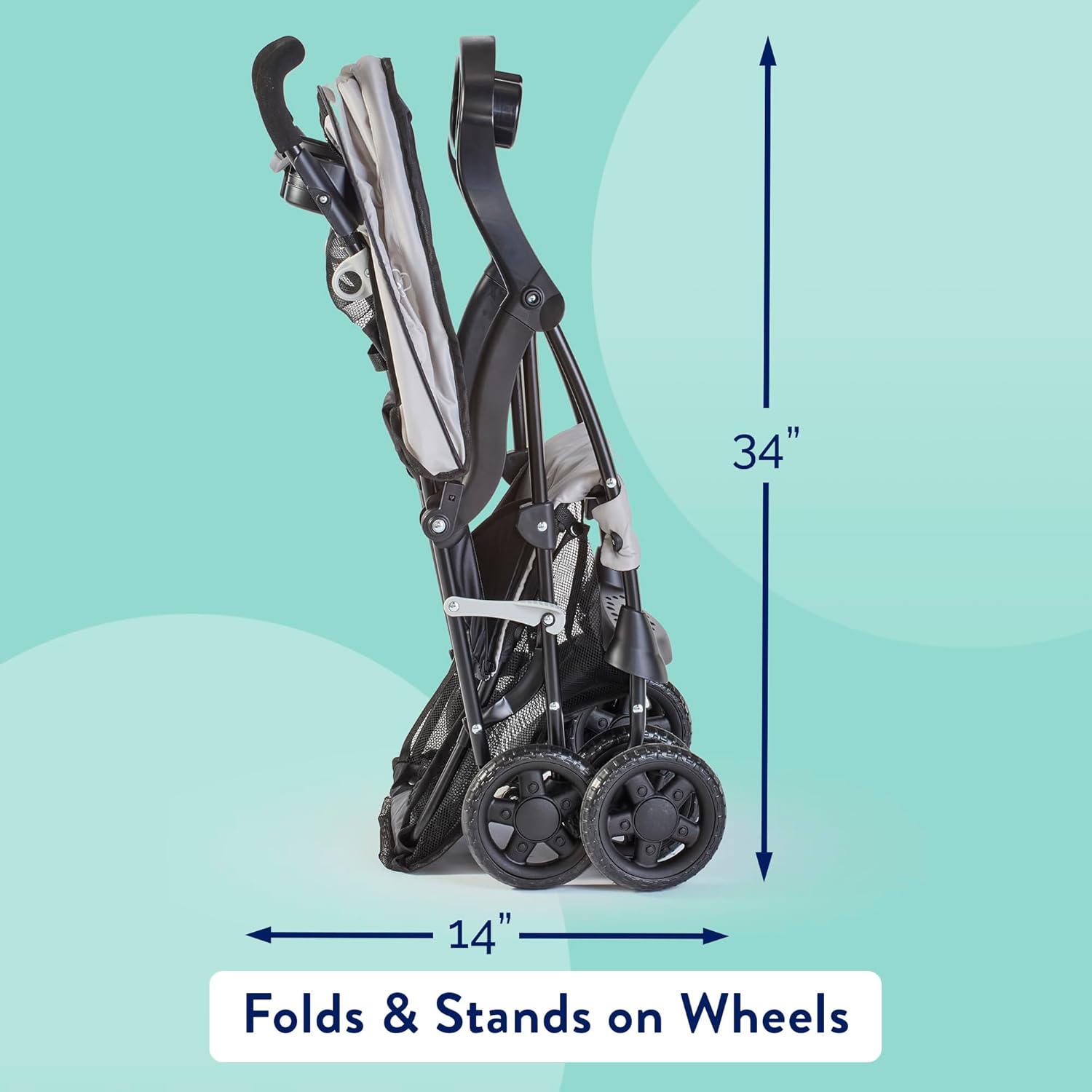 Kolcraft Cloud Plus Lightweight Toddler Umbrella Baby Stroller with Large Storage Basket and Canopy, Reclining Seat, Child and Parent Trays, Compact Easy Fold for Summer Travel - Slate Gray - Image 4