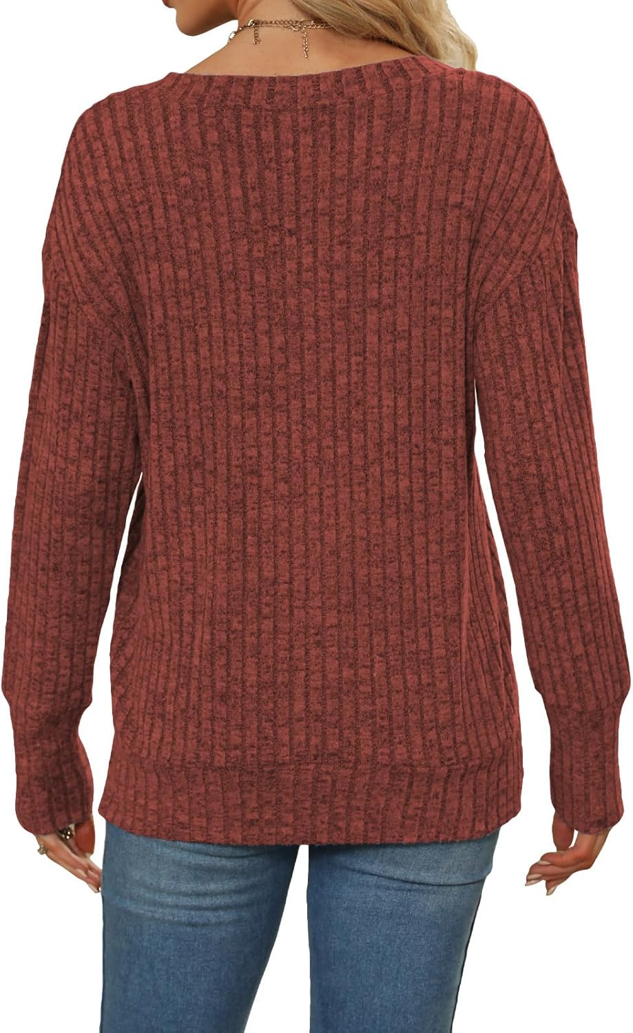 Heymiss Womens Sweatshirts V Neck Long Sleeve Shirts Loose Casual Fall Fashion Sweaters S-2XL - Image 5