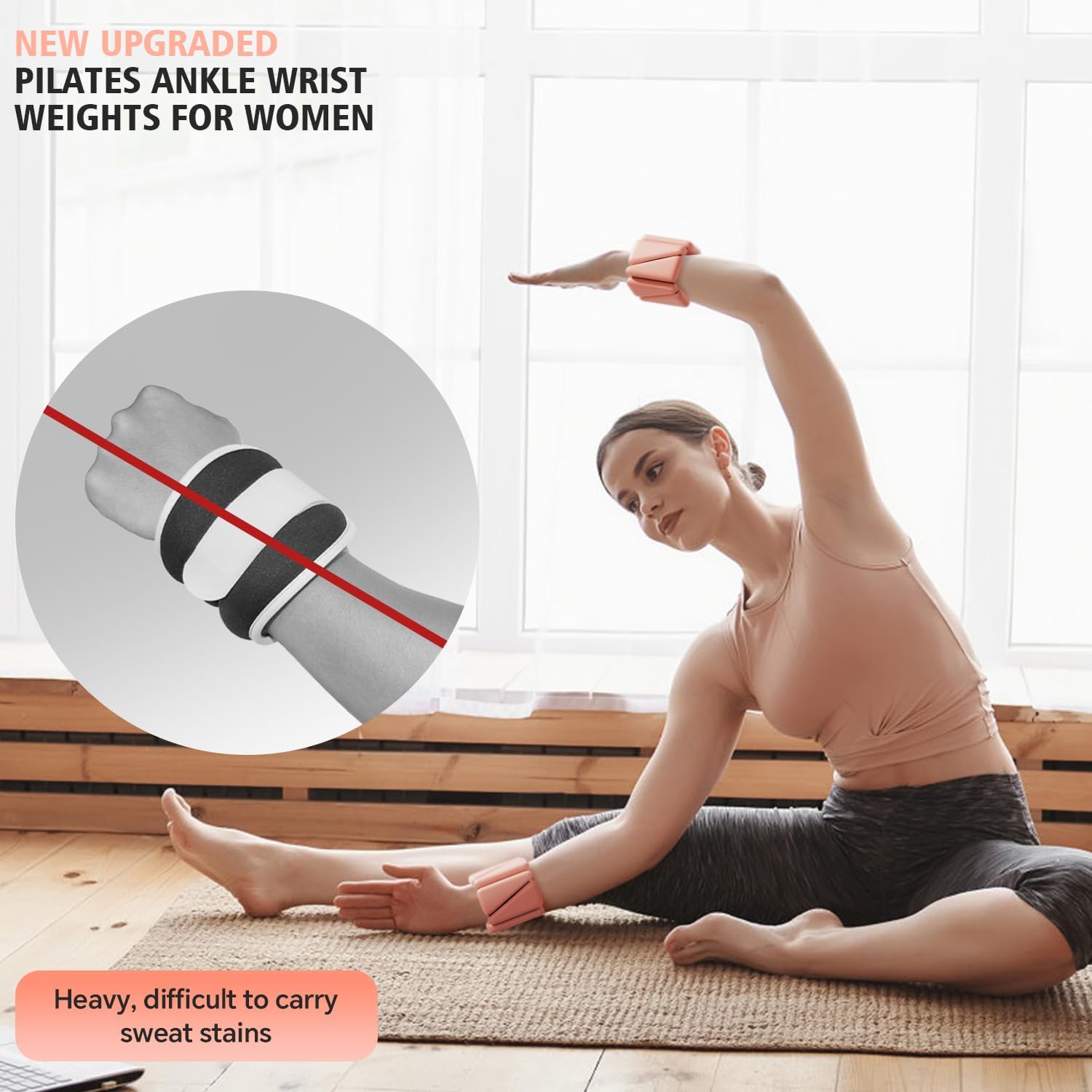 T98 Wrist & Ankle Weights for Women Men, Wearable Wrist Weights Set of 2(1Lbs Each), Adjustable Arm Leg Bracelet Weights for Strength Training, Aerobics, Barre, Suit for Home Outdoor Workout - Image 5