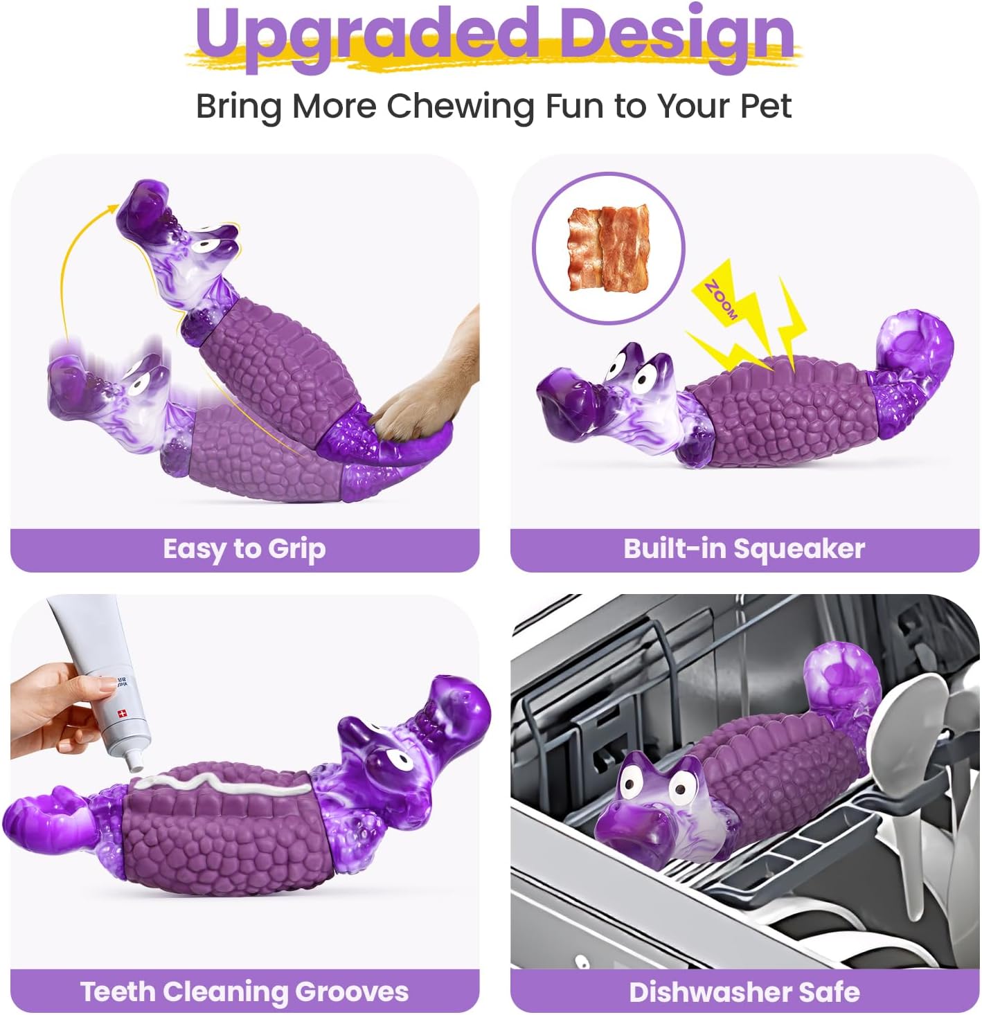 HGB Tough Dog Chew Toys for Aggressive Chewers, Squeaky Indestructible Dog Toy to Keep Them Busy & Reduce Boredom for Medium, Large Breed - Image 9