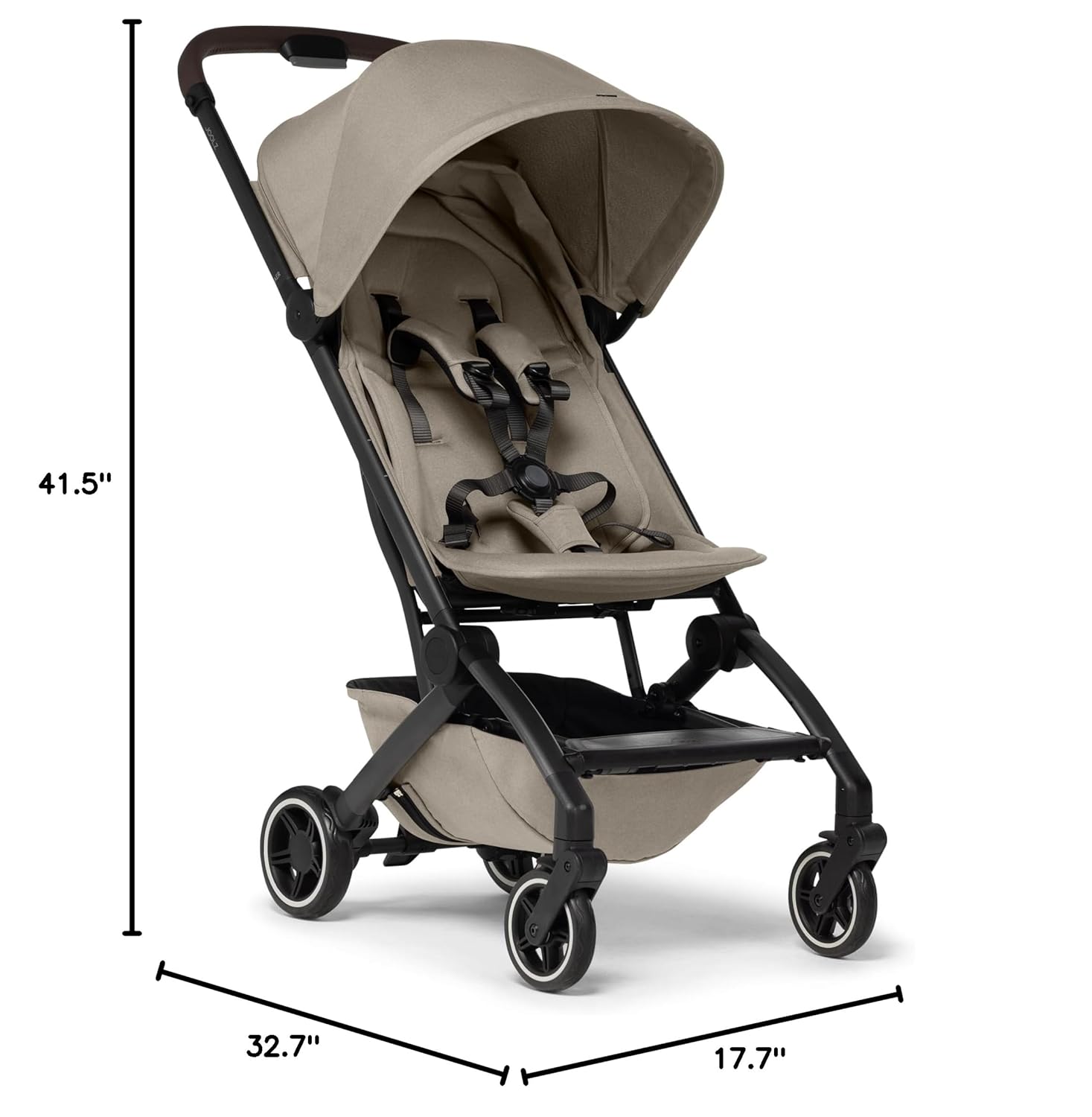 Joolz AER+ Lightweight Baby Stroller, Ultra Compact & Portable One-Hand Fold Design - Ergonomic Recline Seat - Infant & Toddler (up to 50 lb) - Airplane Friendly Stroller - XXL Sun Hood -Sandy Taupe - Image 5