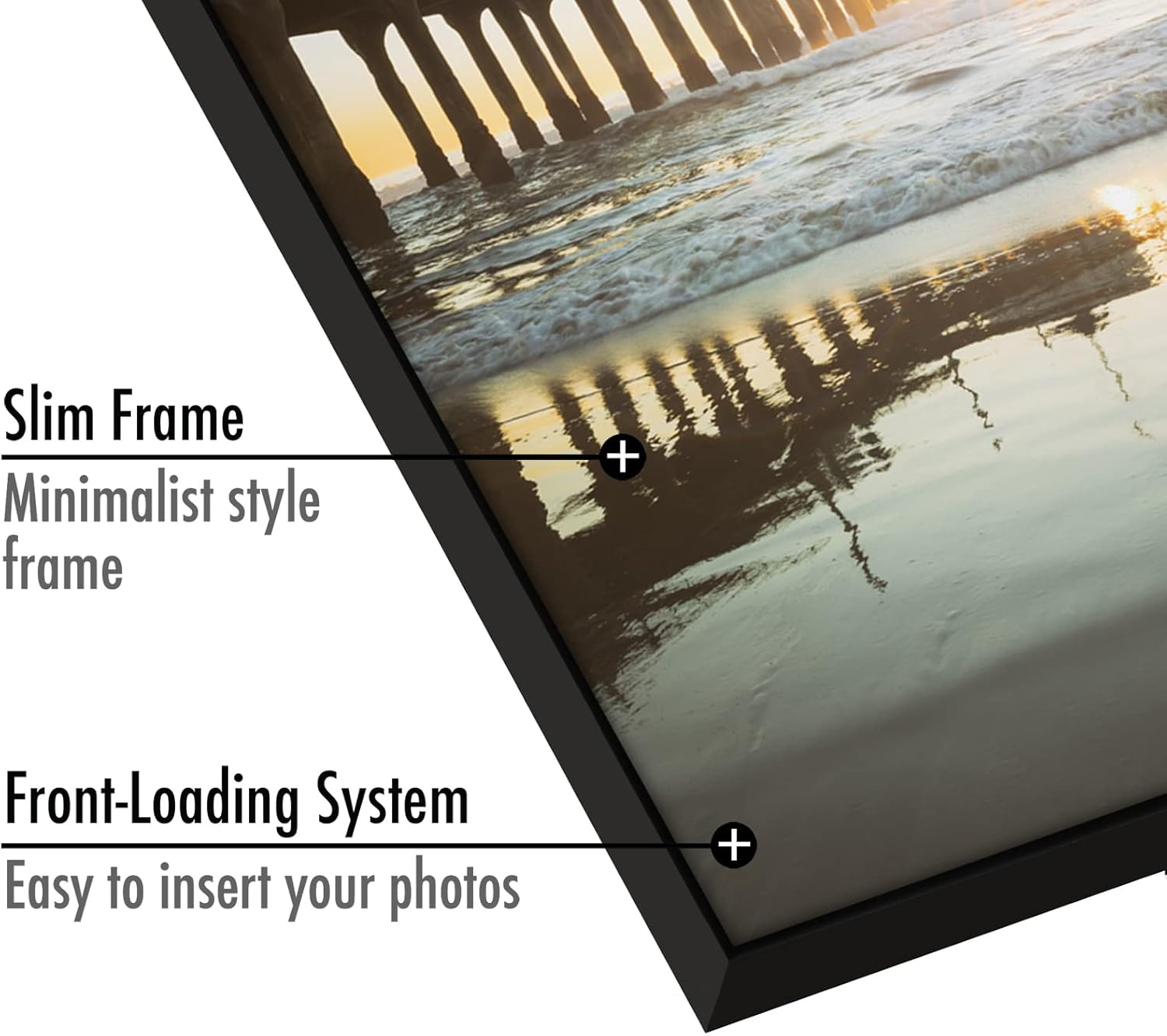 Americanflat Front Loading 4x6 Picture Frame with Shatter-Resistant Glass - Set of 6 - Metropolitan Collection - Photo Frame for Tabletop and Wall Display - Black - Image 4