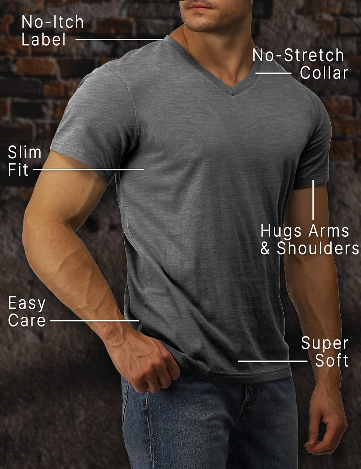 H2H Mens Casual Slim Fit Short Sleeve T-Shirts Soft Lightweight V-Neck/Crew-Neck Size XS to 3XL - Image 6