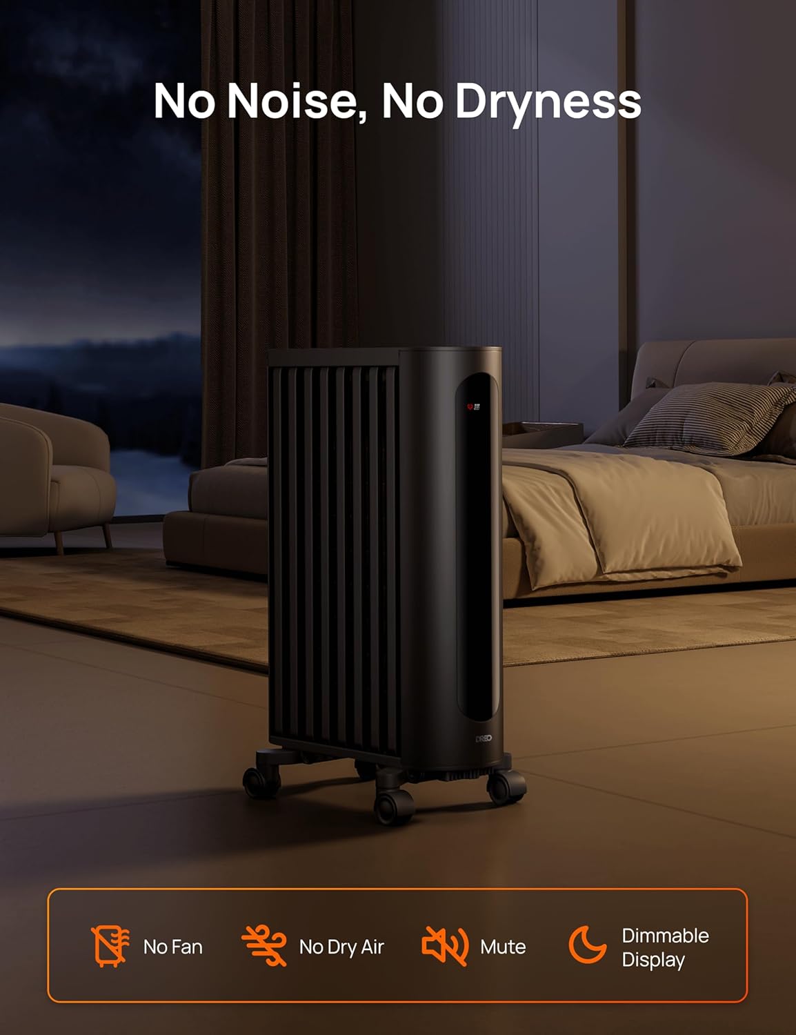 Dreo Oil Filled Radiator Heater, 1500W Radiant Heater with Remote Control, Digital Thermostat, 4 Modes, 24h Timer, 10 Safety Protections, Child Lock, Space Heaters for Indoor Use Large Room Bedroom - Image 7