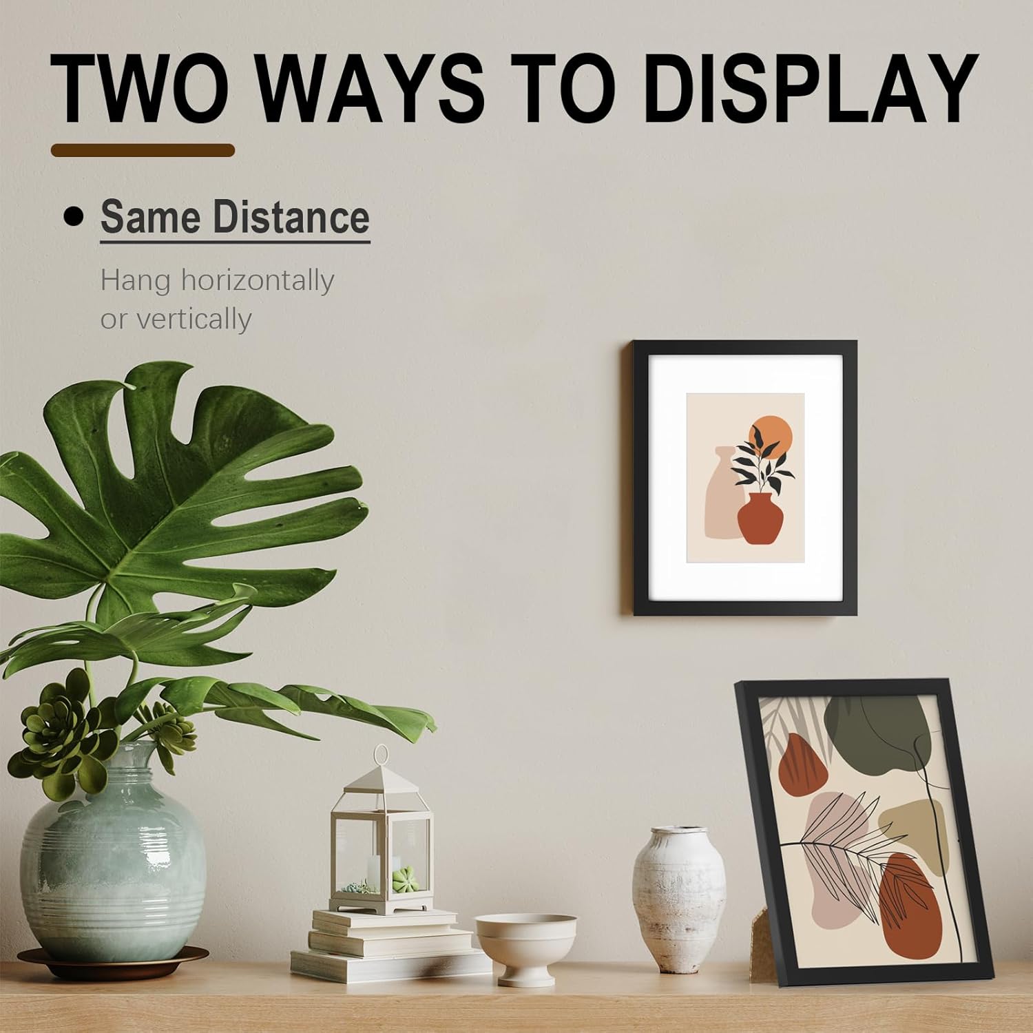 8x10 Picture Frame, 5x7 with Mat or 8x10 Without Mat, Minimalist Style Photo Frame with Plexiglass Cover for Wall & Tabletop Display, Black - Image 3