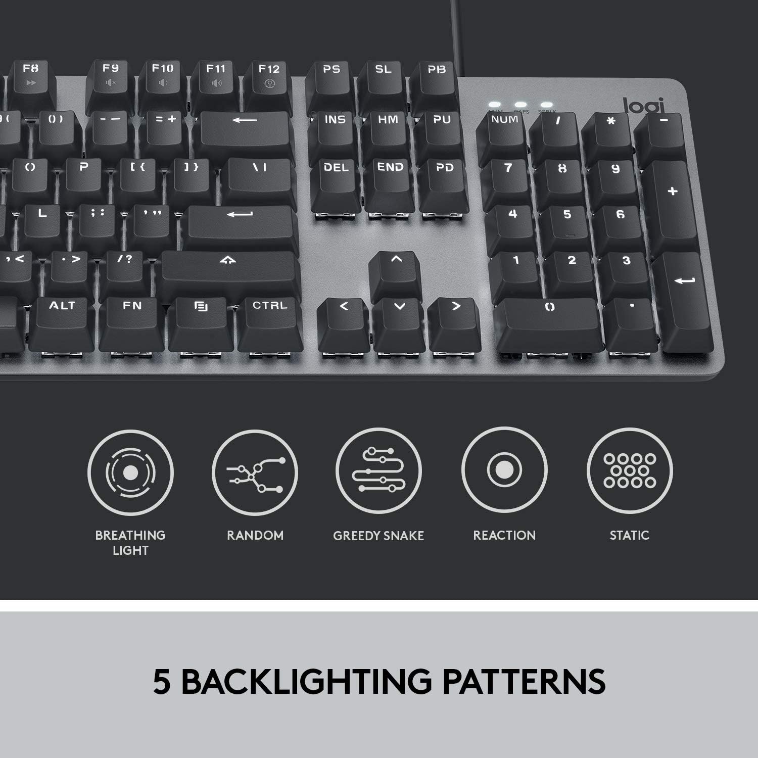 Logitech K845 Mechanical Illuminated Keyboard, Strong Adjustable Tilt Legs, Full Size, Aluminum Top Case, 104 Keys, USB Corded, Windows (TTC Brown Switches) - Image 5