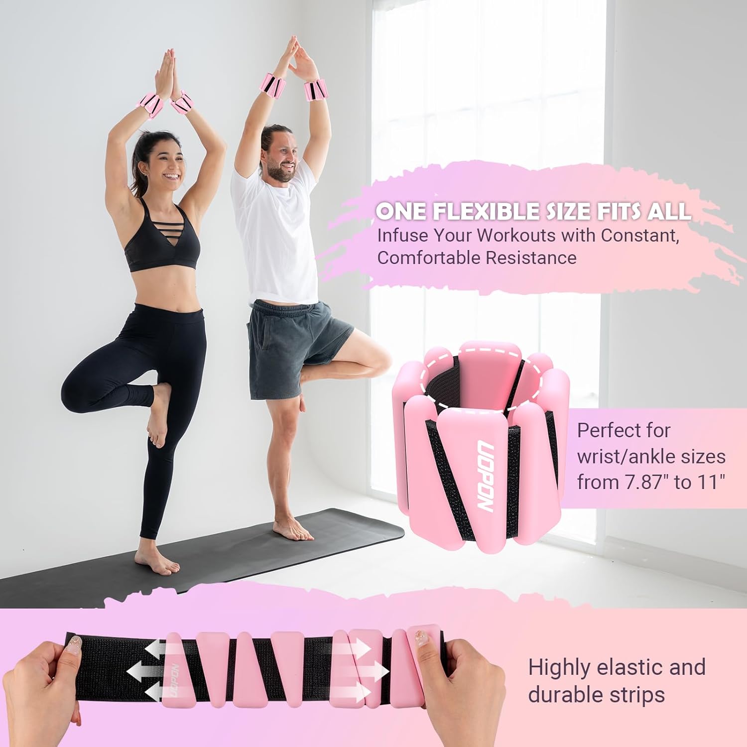 Wrist Ankle Weights for Women Set of 2, Adjustable Silicone Weighted Bangles, Wearable Ultra-durable Strips Weight Bracelet 2 lbs/4 lbs for Yoga, Pilates, Barre, Walking, Arm & Leg Workout - Image 7