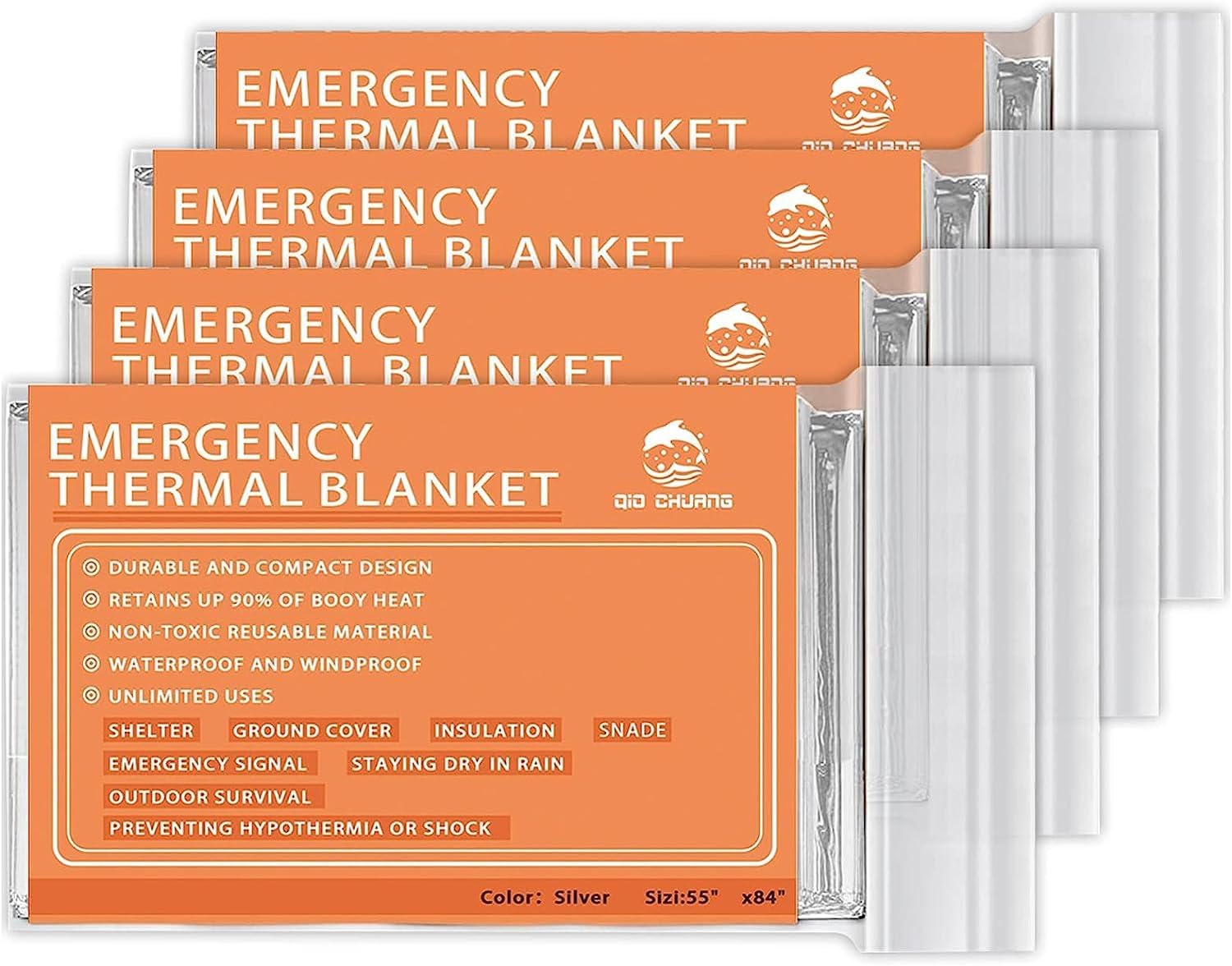 Emergency Mylar Thermal Blankets -Space Blanket Survival kit Camping Blanket (4-Pack). Perfect for Outdoors, Hiking, Survival, Bug Out Bag ,Marathons or First Aid 1 - Image 2