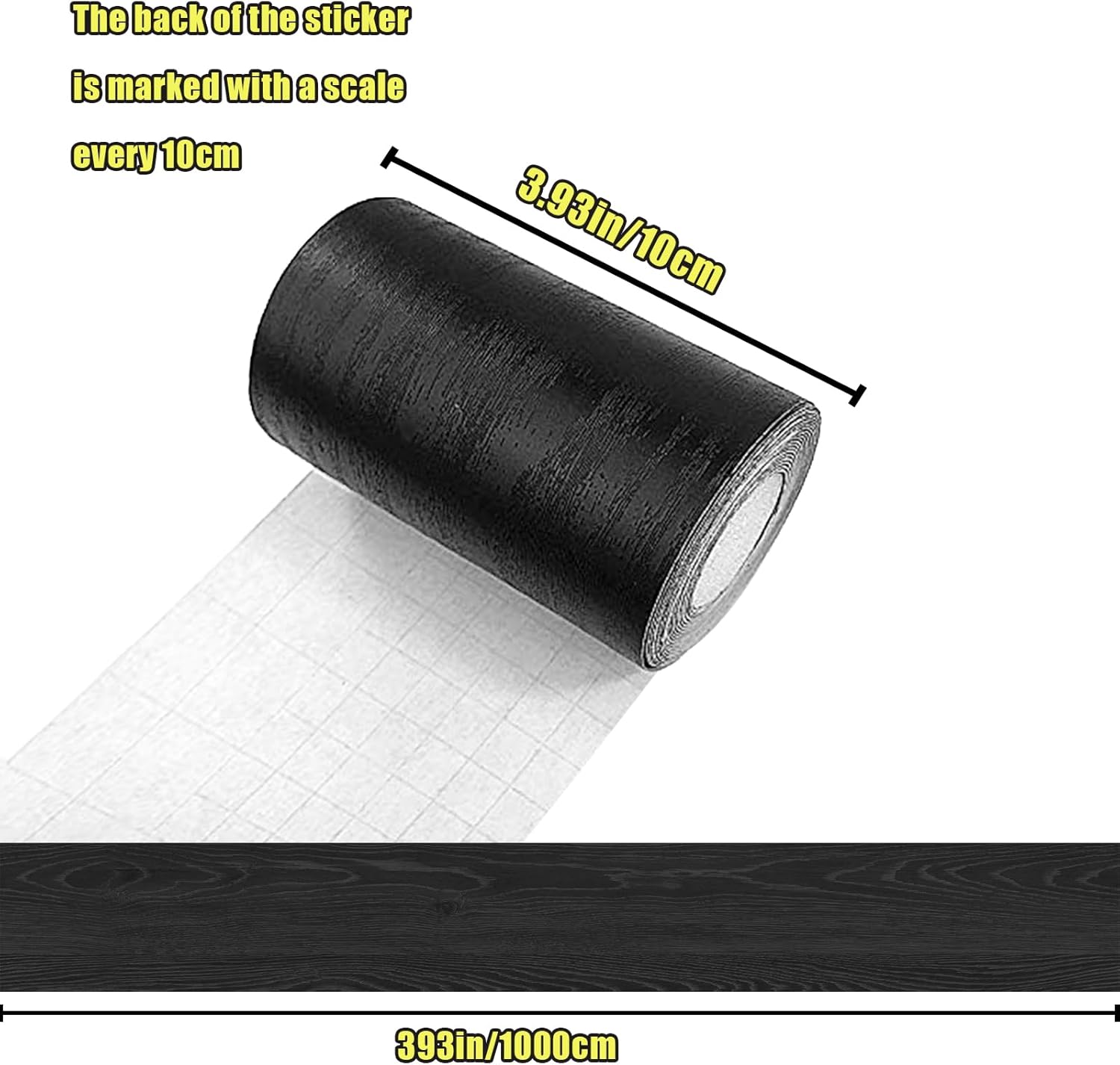 10M Black Wood Grain Removable PVC Waterproof Border Wall Decor Removable Self Adhesive Kitchen Bathroom Tiles Sticker Wallpaper 4.2x390 - Image 5